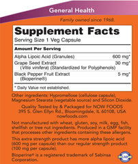 Alfa-liponsyra 600 mg näringsfakta