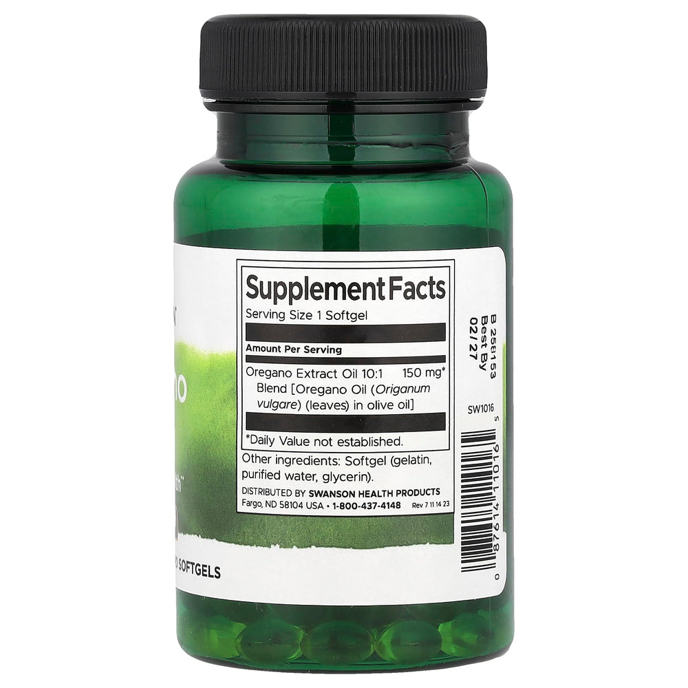 Swanson Oregano Oil ingredienser etikett