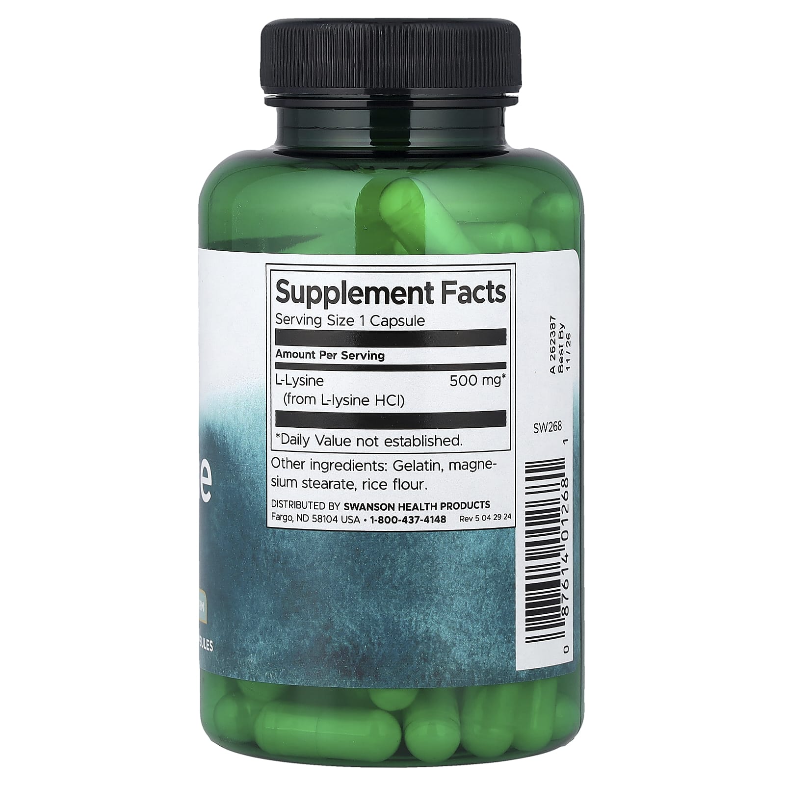 Swanson Lysine 500mg ingredienser lista