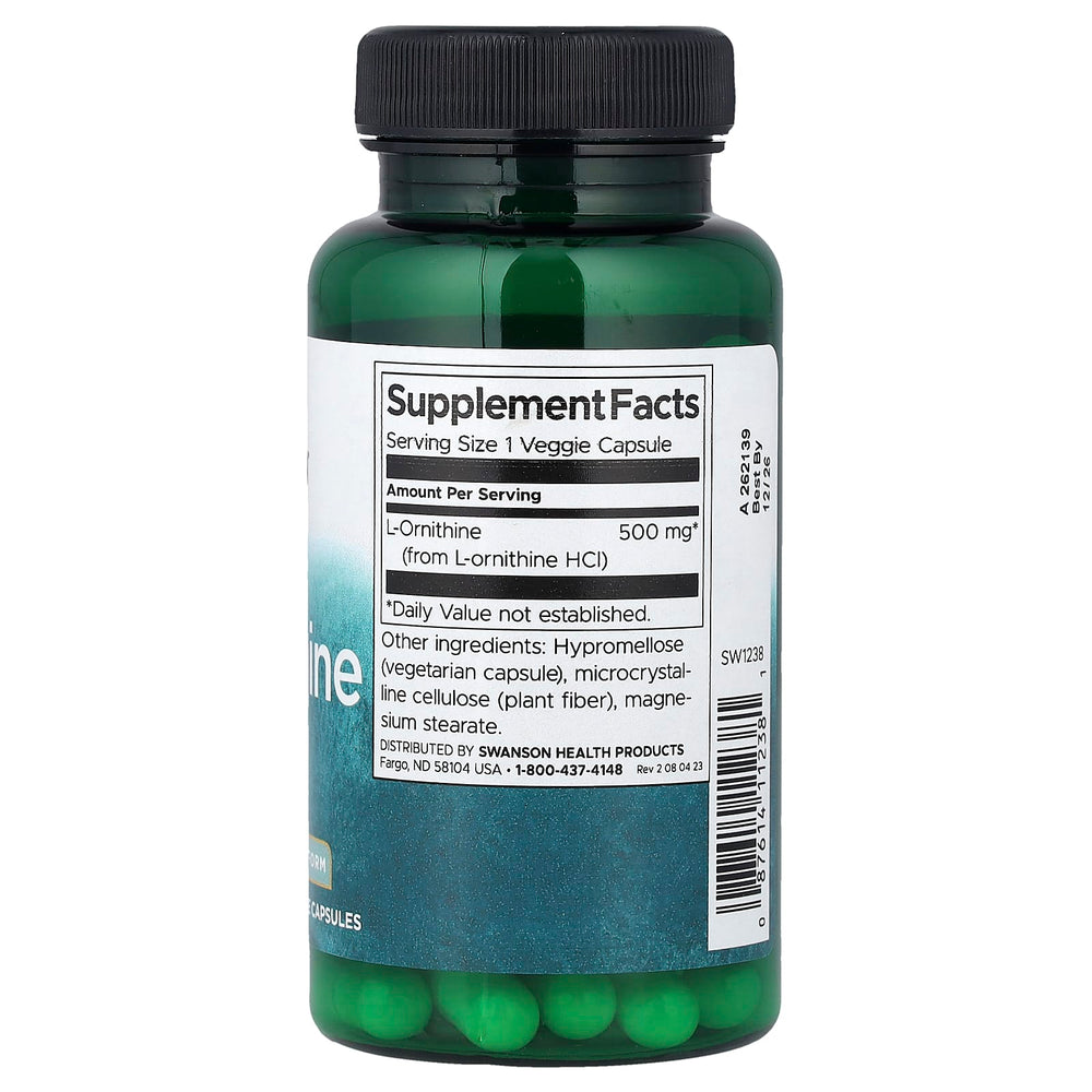 Swanson L-Ornithine ingredienser och etikett