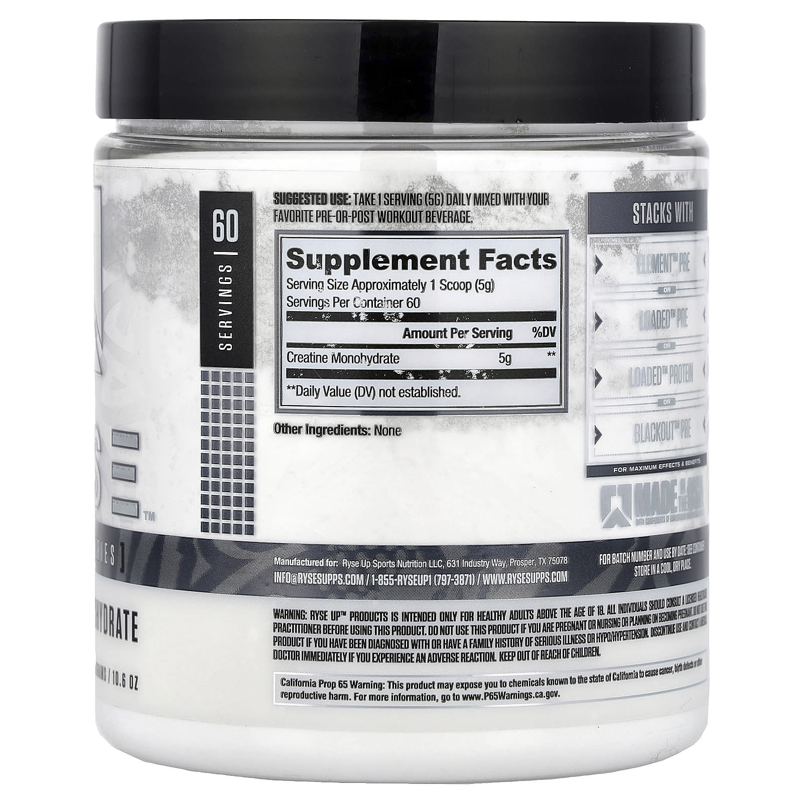 Creatine Monohydrate ingredienser och etikett