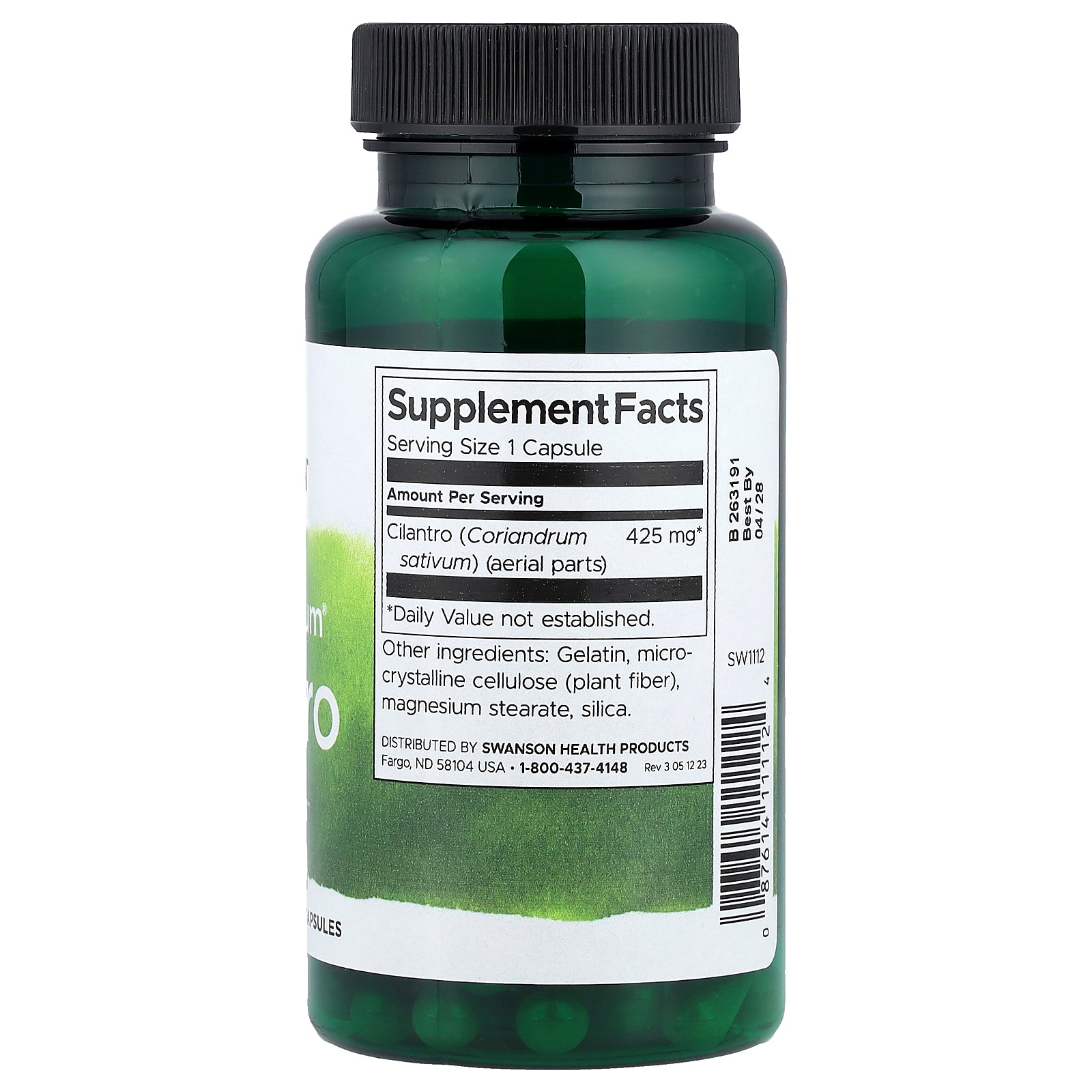 Swanson Full Spectrum Cilantro ingredienser etikett