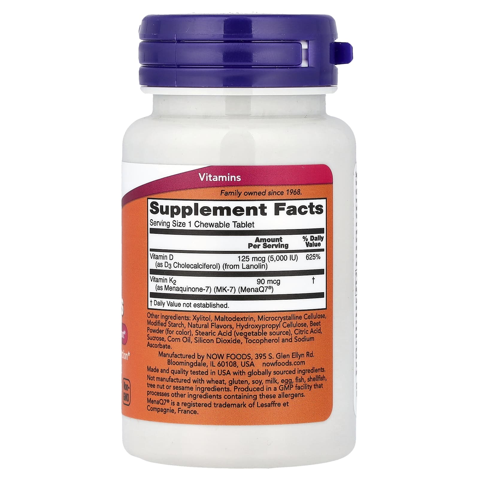 D3 + K2 Gummies ingredienser och etikett