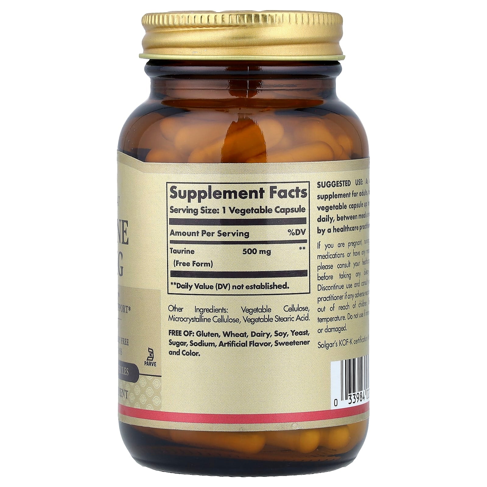 Solgar Taurine 500mg ingredienser