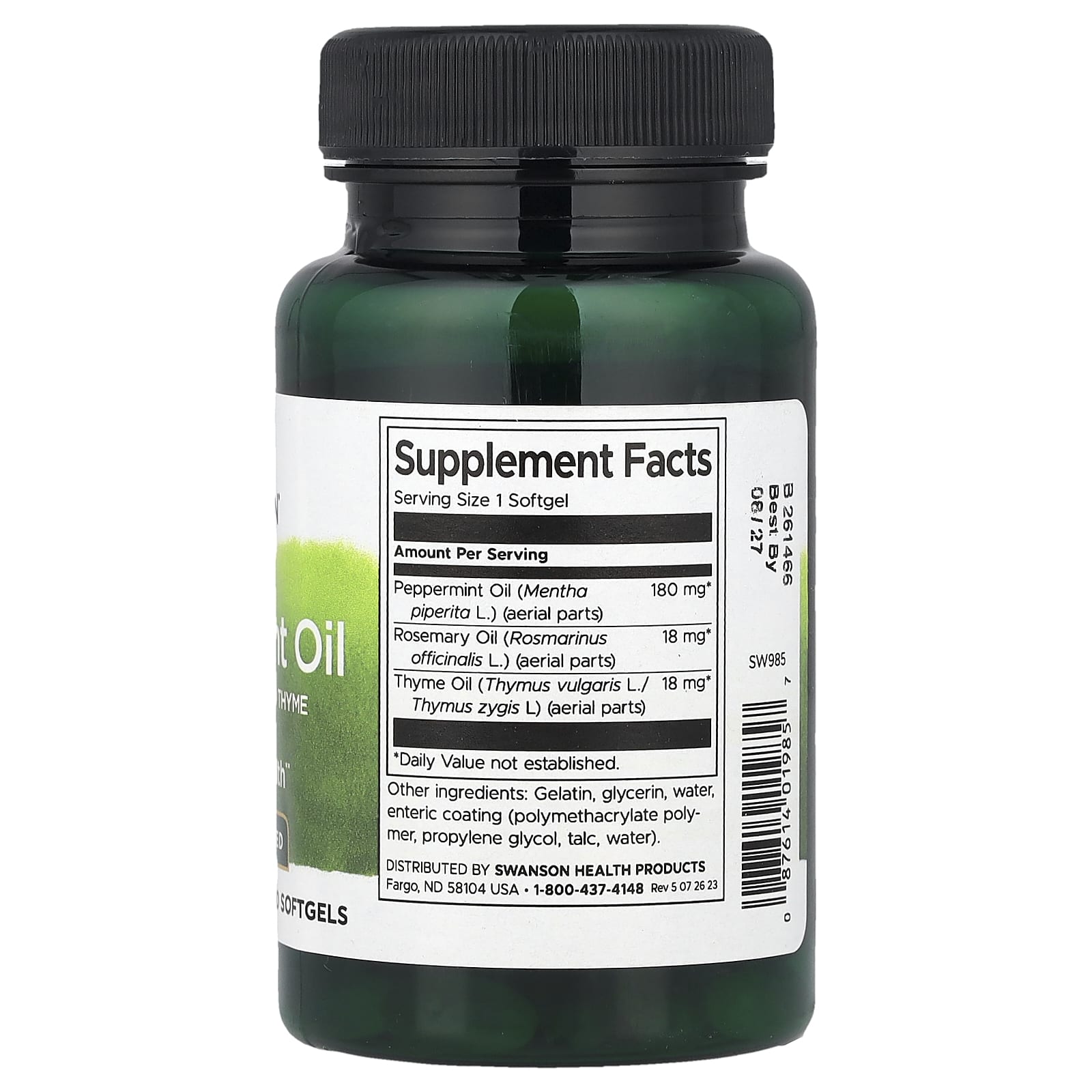 Swanson Peppermint Oil With Rosemary And Thyme baksida