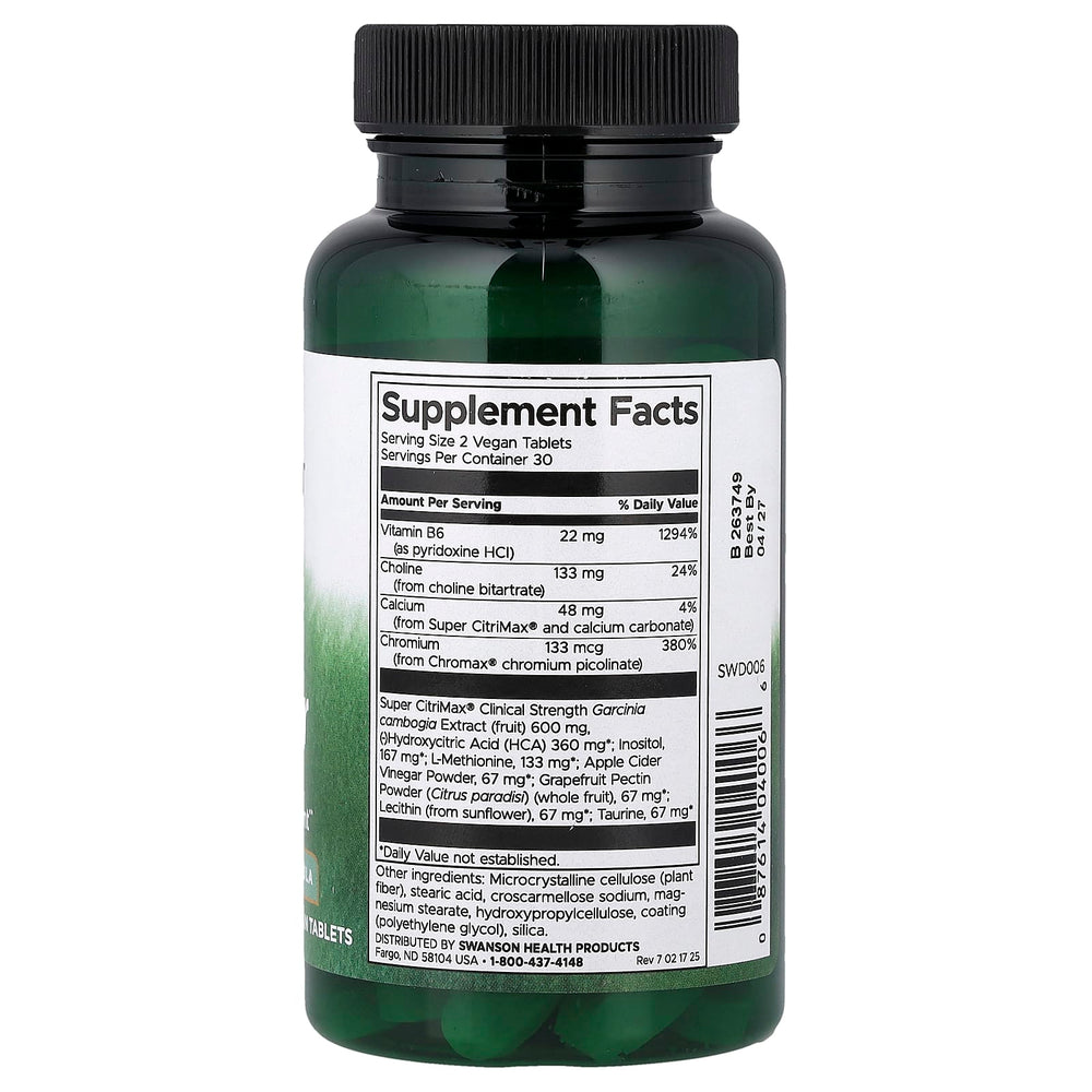 Swanson Fat Burner ingredienser & etikett