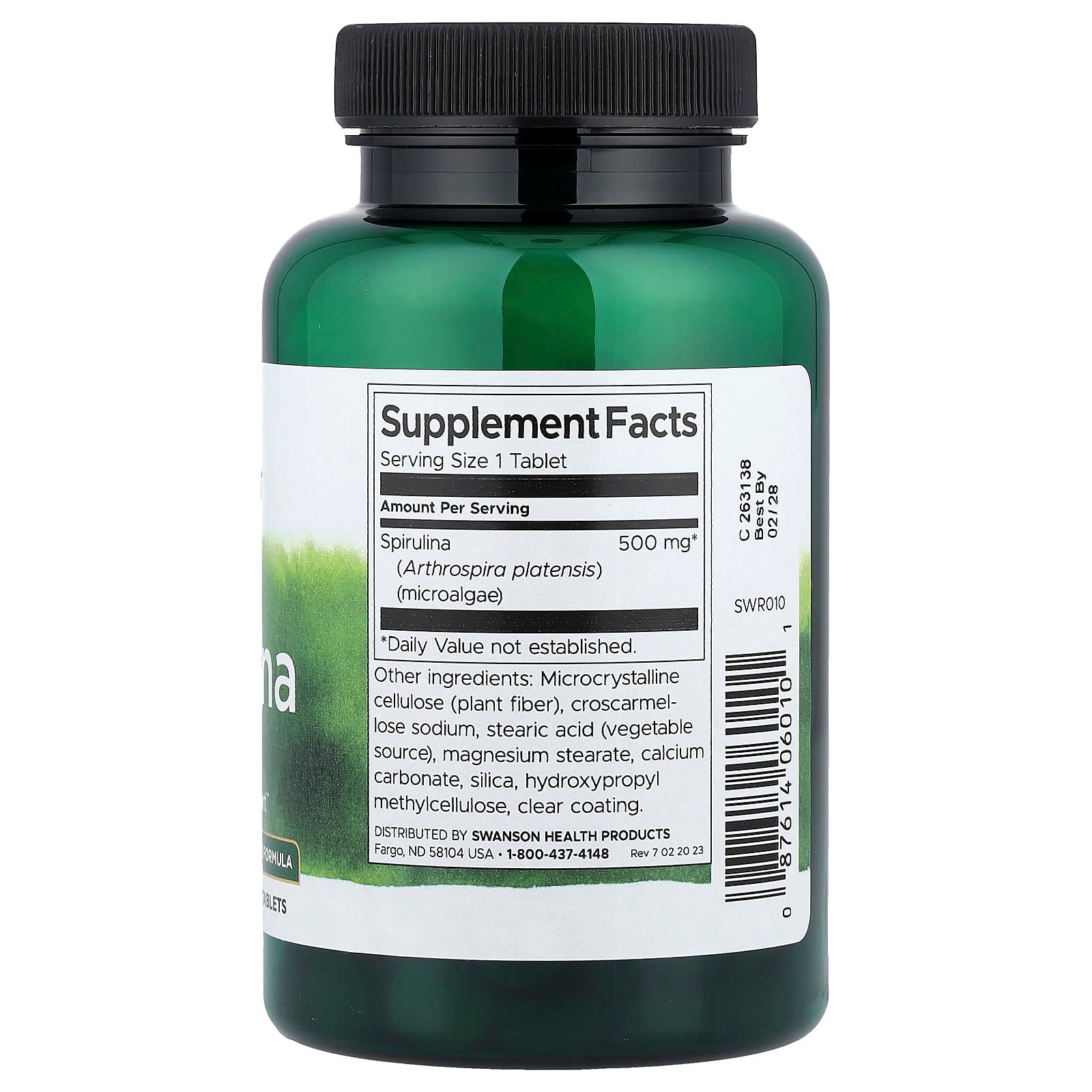 Swanson Spirulina förpackning detalj