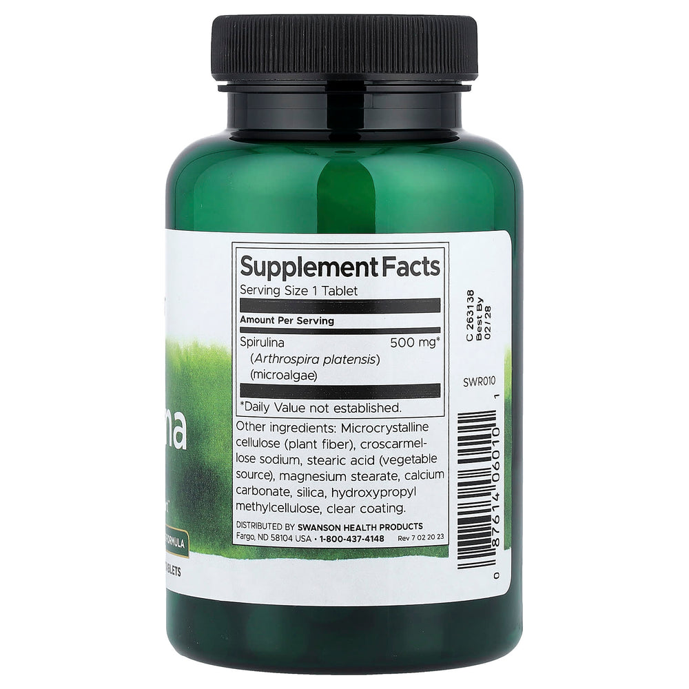 Swanson Spirulina förpackning detalj