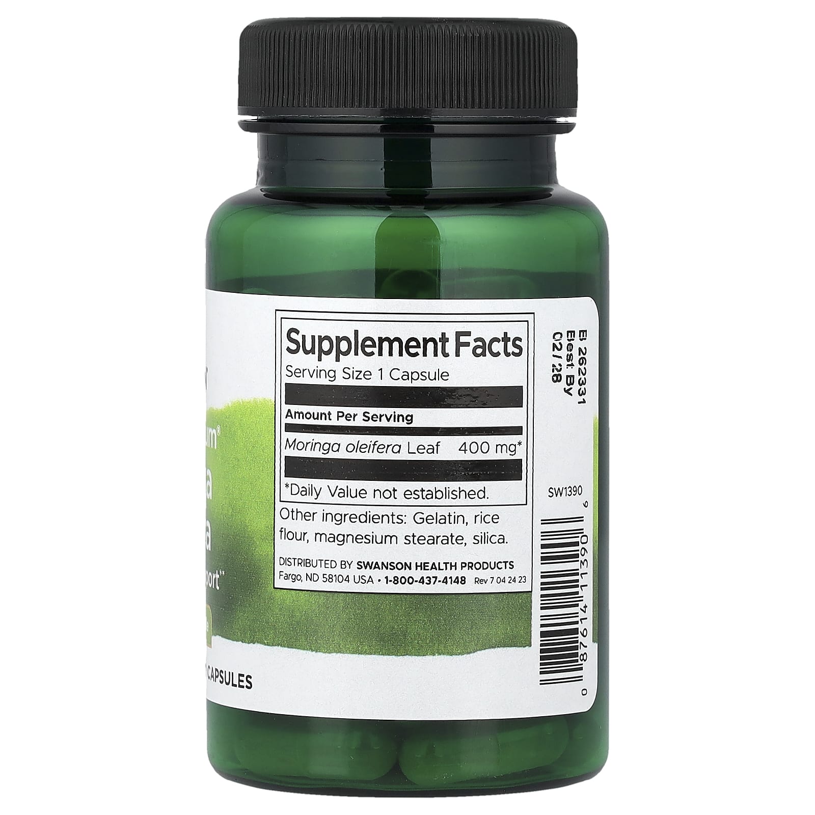 Swanson Moringa Oleifera ingredienser etikett