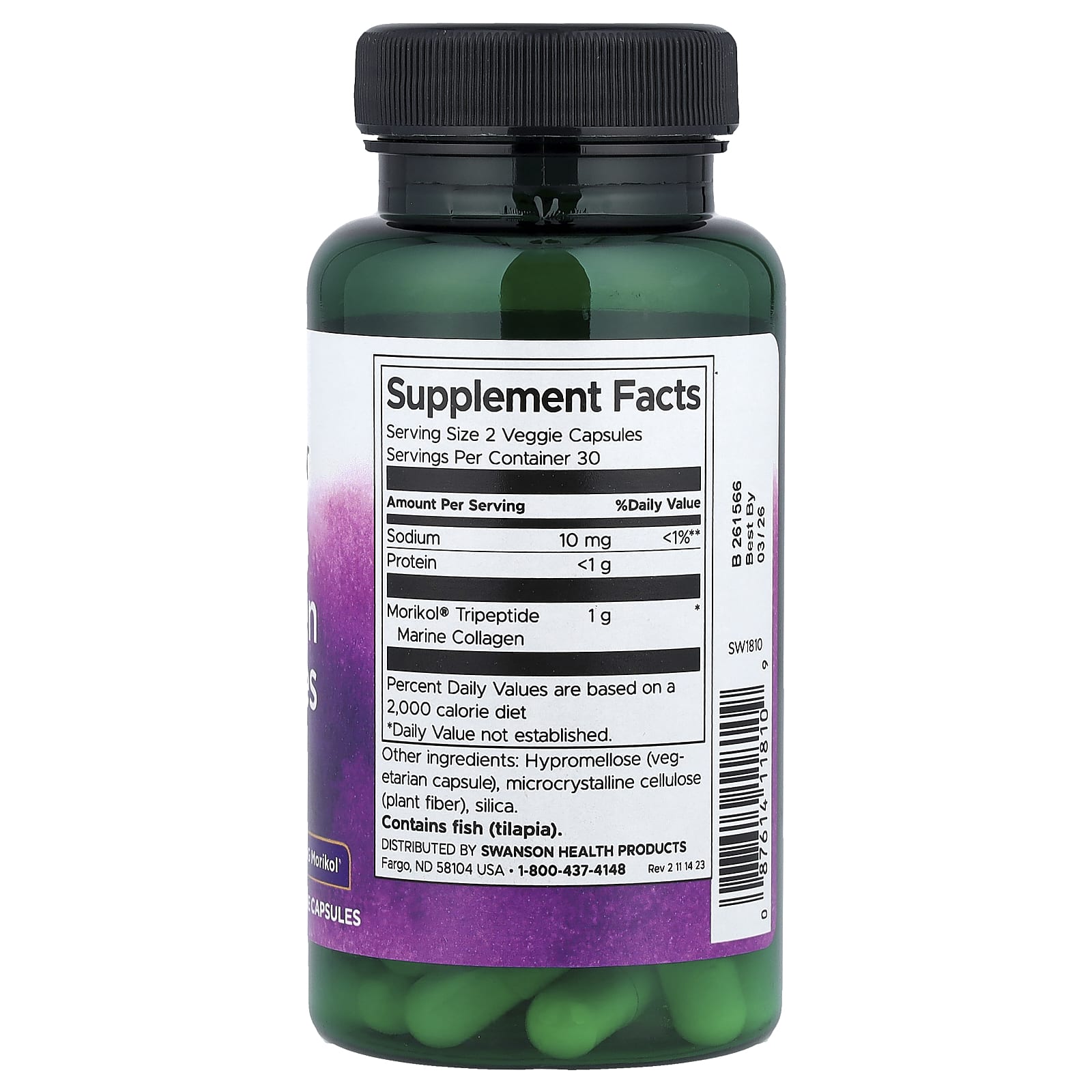 Swanson Marine Collagen Peptides baksida näringsfakta