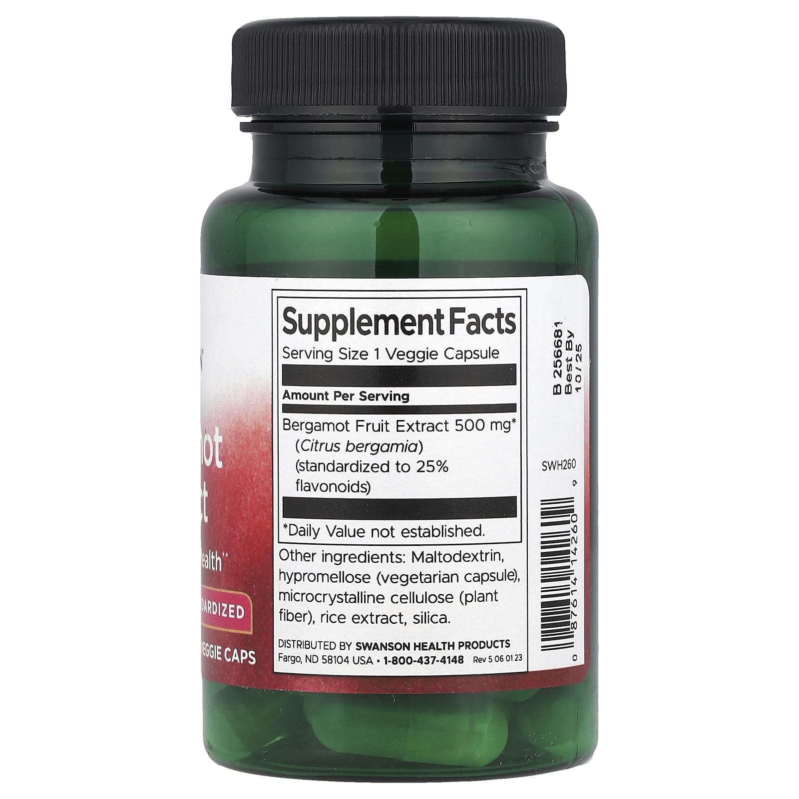 Swanson Bergamot Extract baksida näringsfakta
