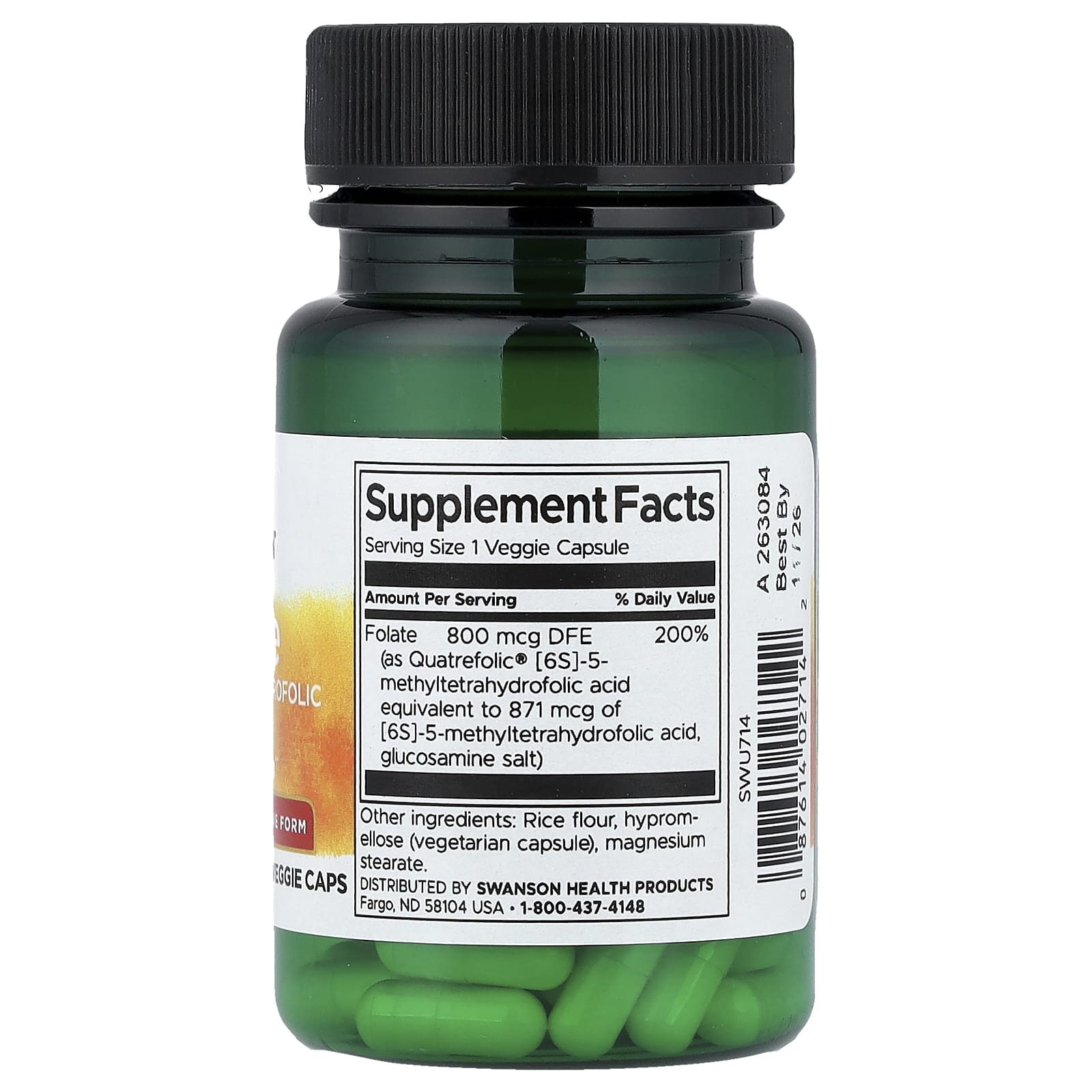 Swanson Folate 5-MTHF kapslar närbild