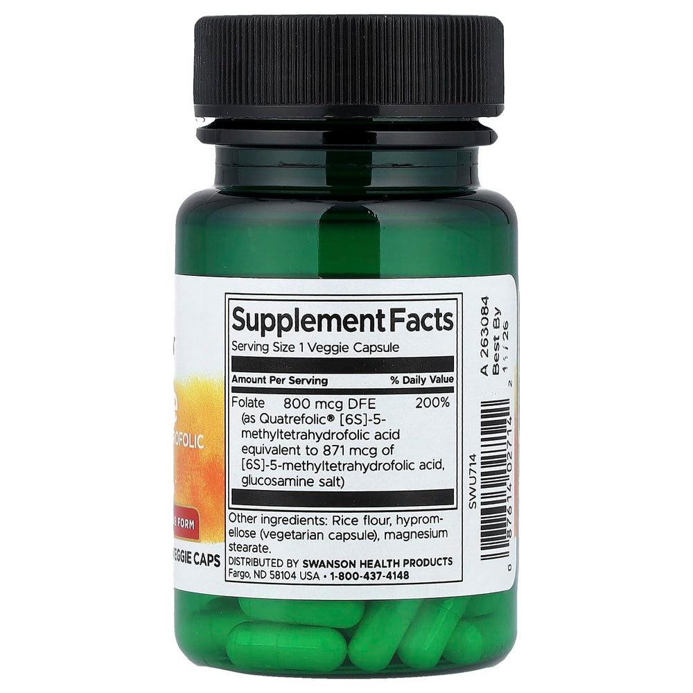 Swanson Folate 5-MTHF kapslar närbild