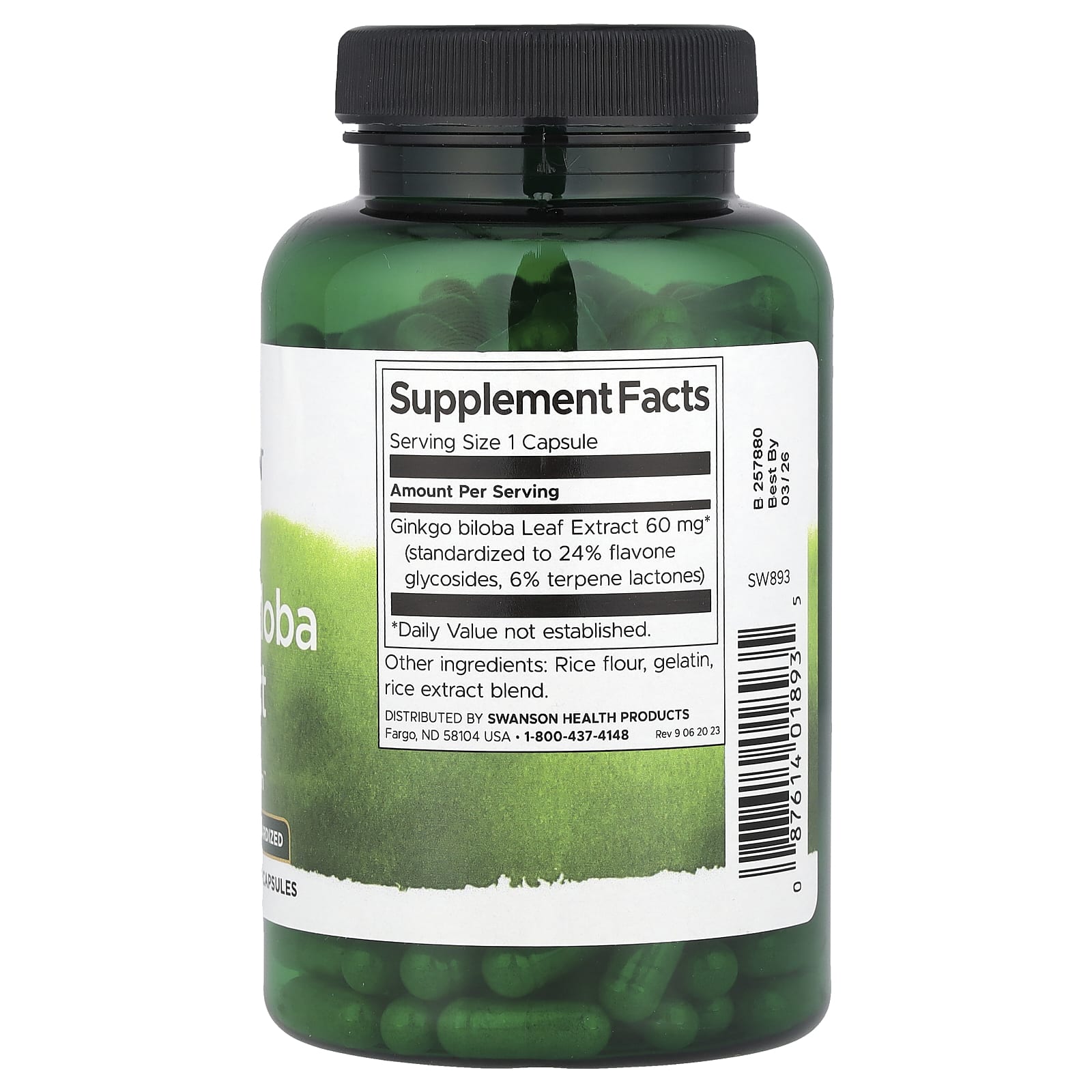 Swanson Ginkgo Biloba Extract öppen förpackning