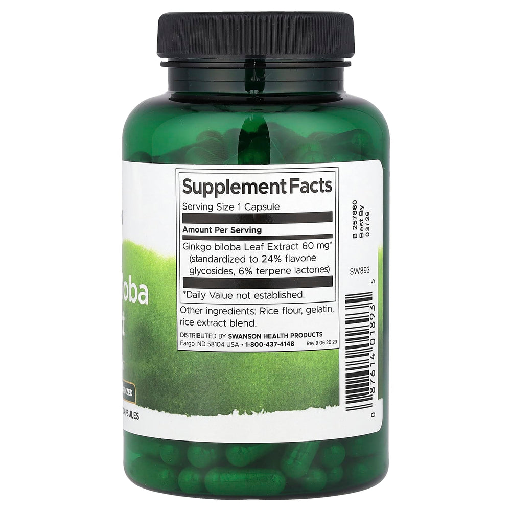 Swanson Ginkgo Biloba Extract öppen förpackning