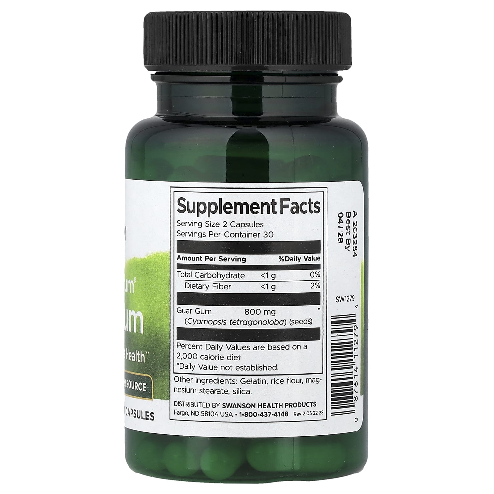 Swanson Full Spectrum Guar Gum ingredienser och etikett