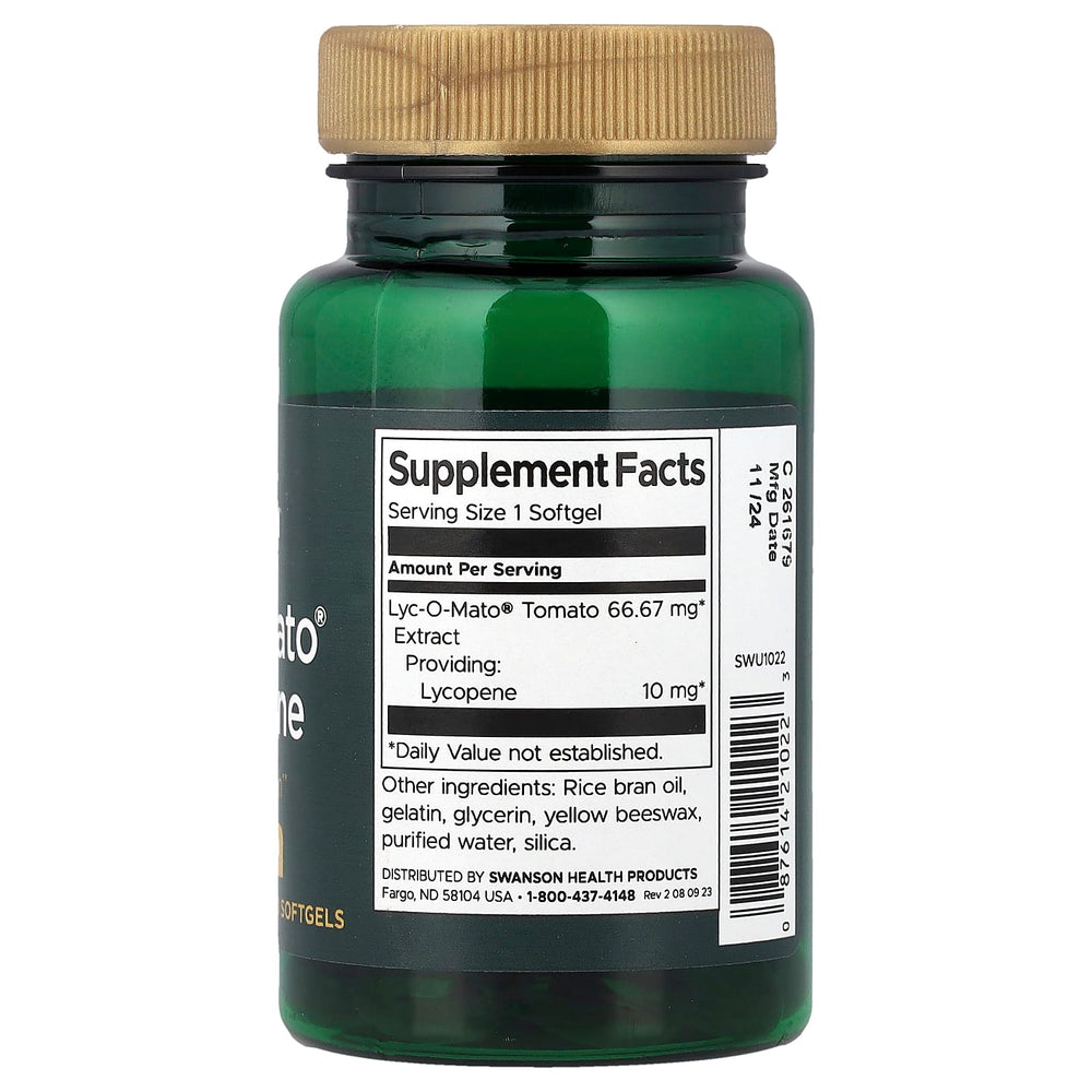 Swanson Lyc-O-Mato Lycopene ingredienser etikett