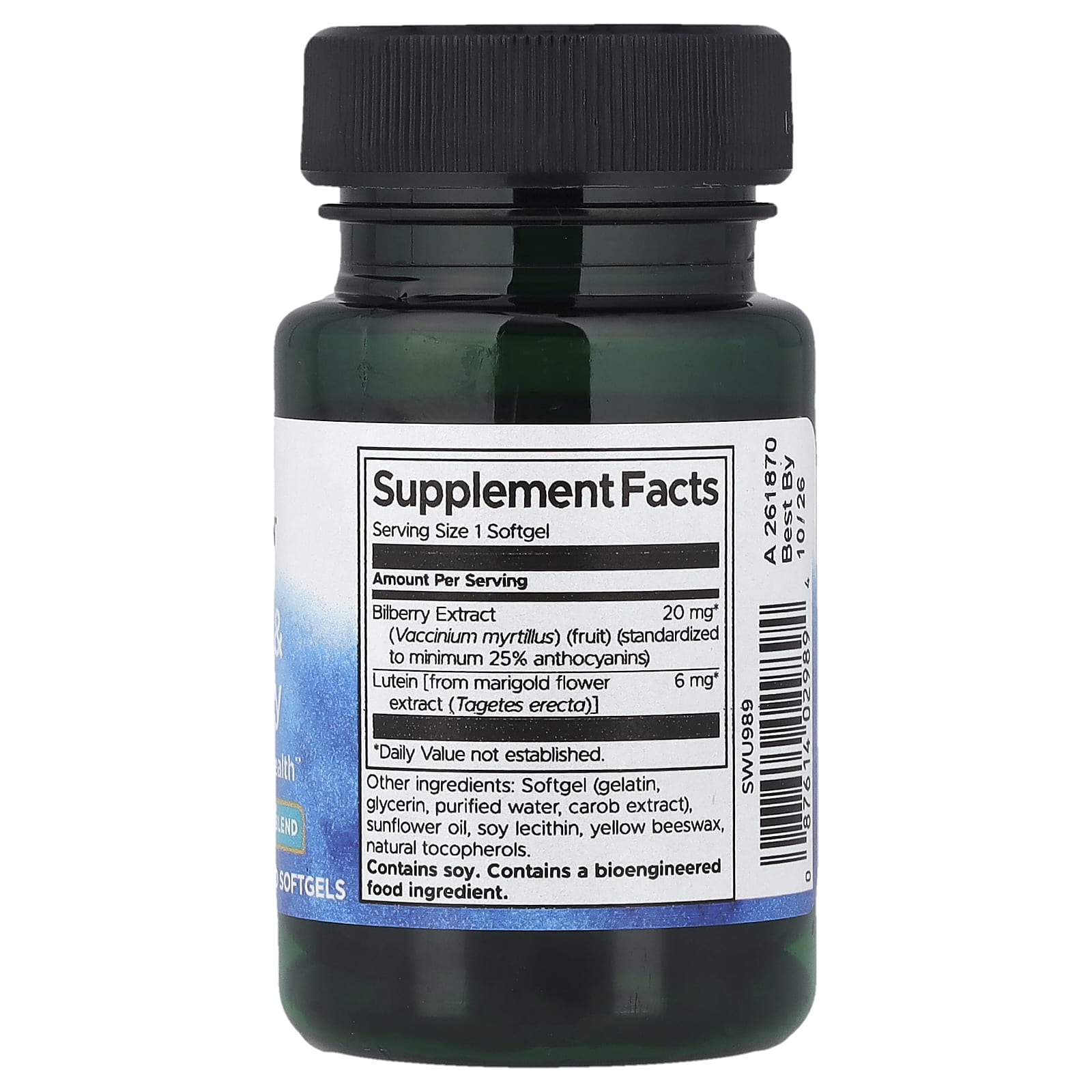 Swanson Lutein & Bilberry produkt slutvy