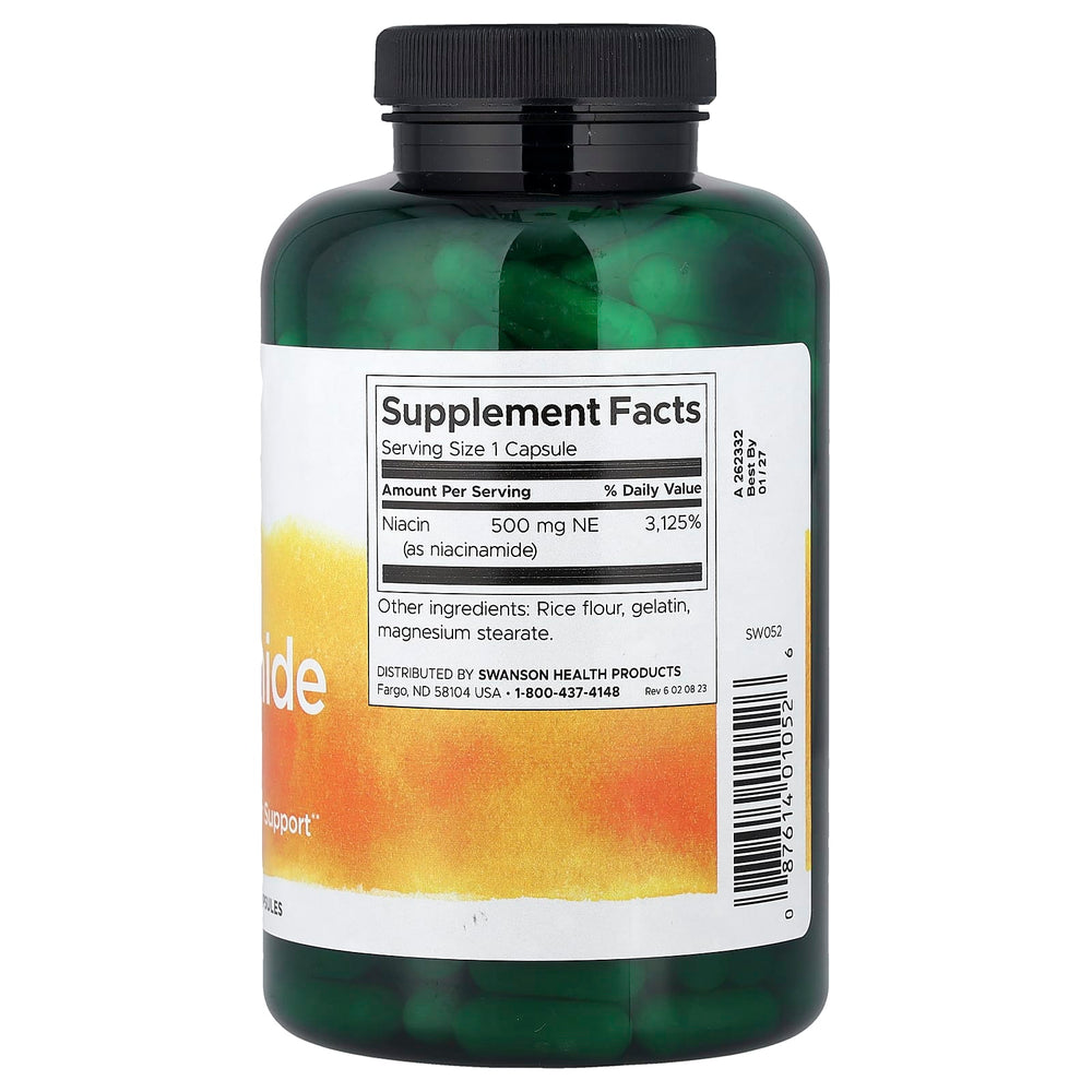Niacinamide 500 mg ingredienser och innehållsdeklaration