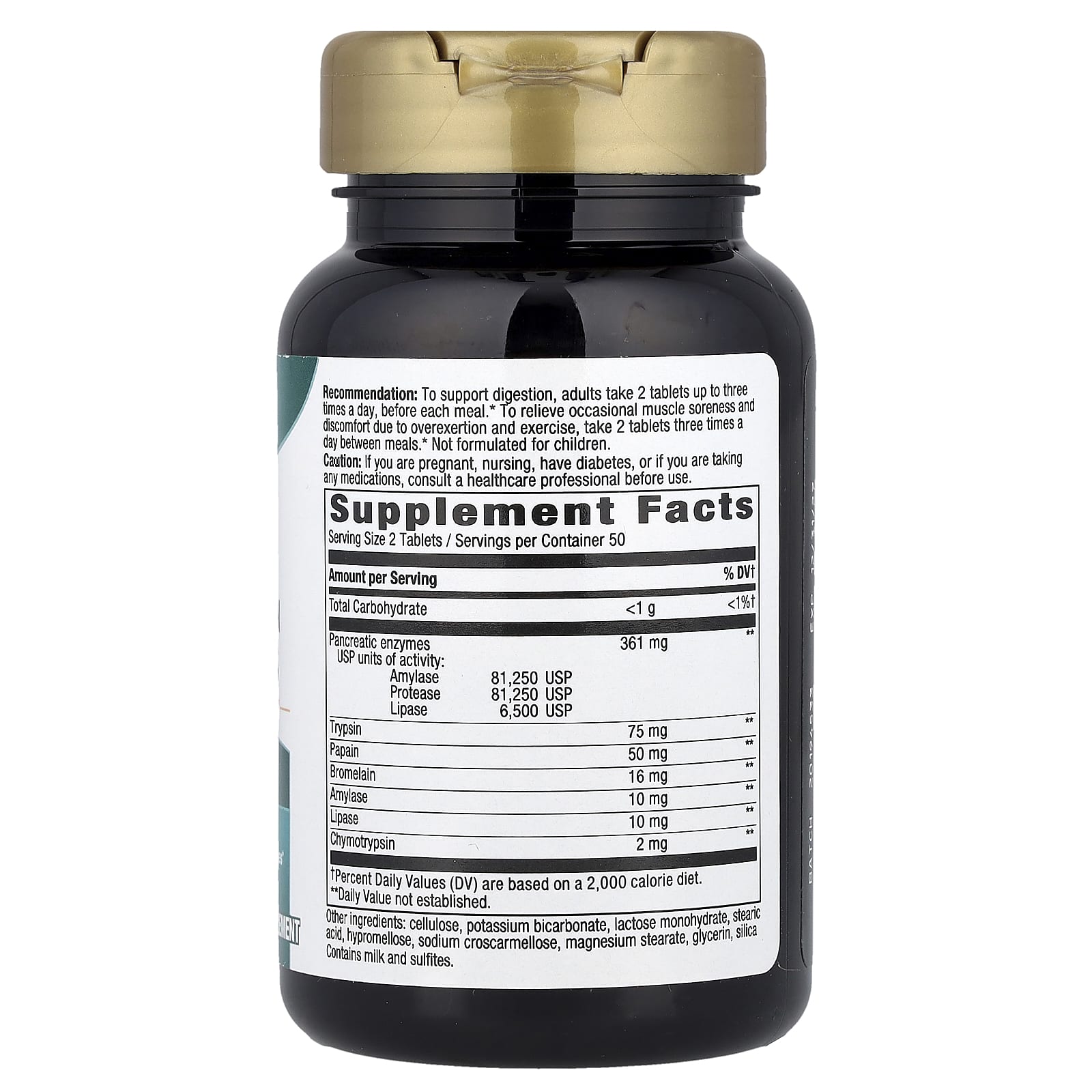 Mega-Zyme baksida med näringsinformation