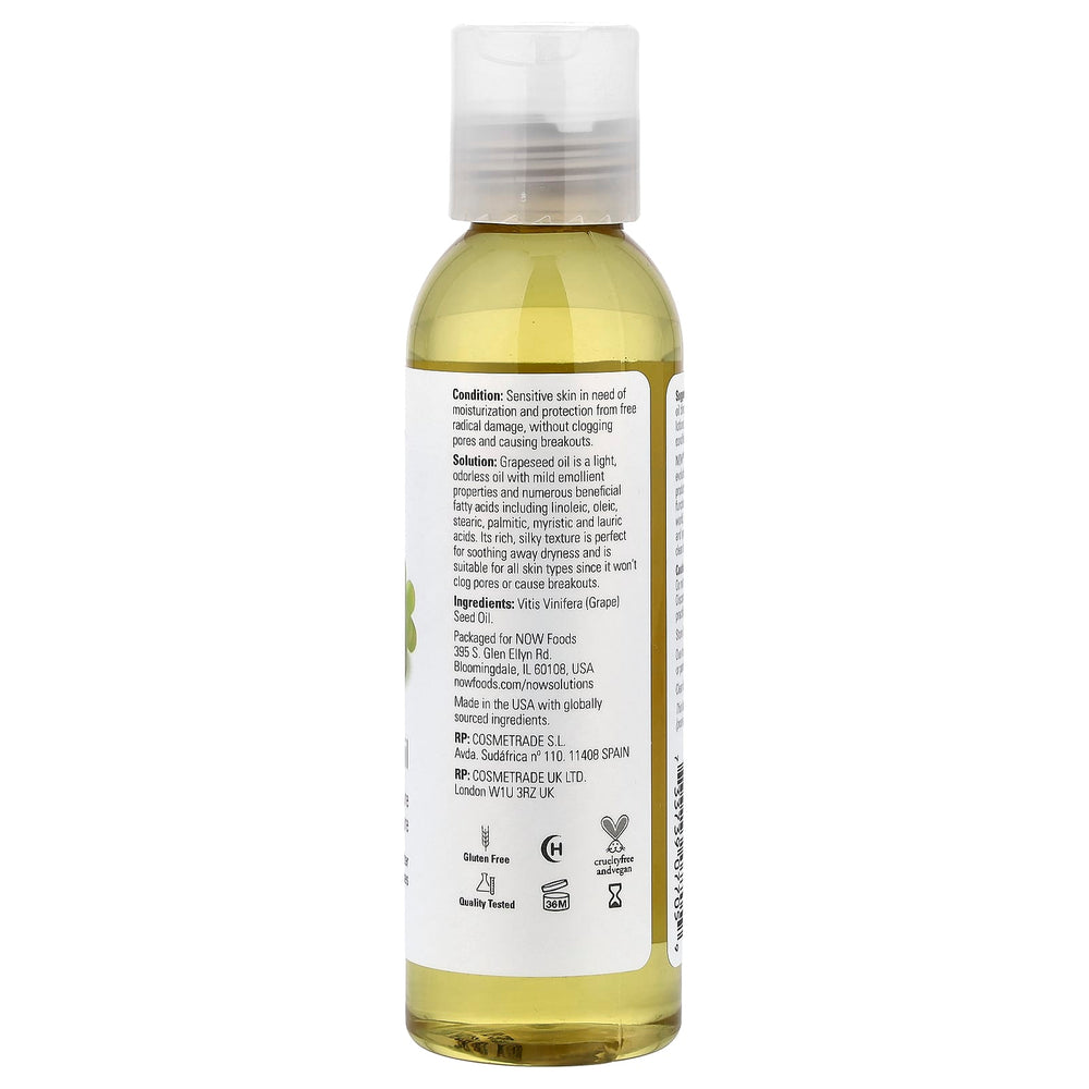 NOW Foods Grapeseed Oil flaska detalj