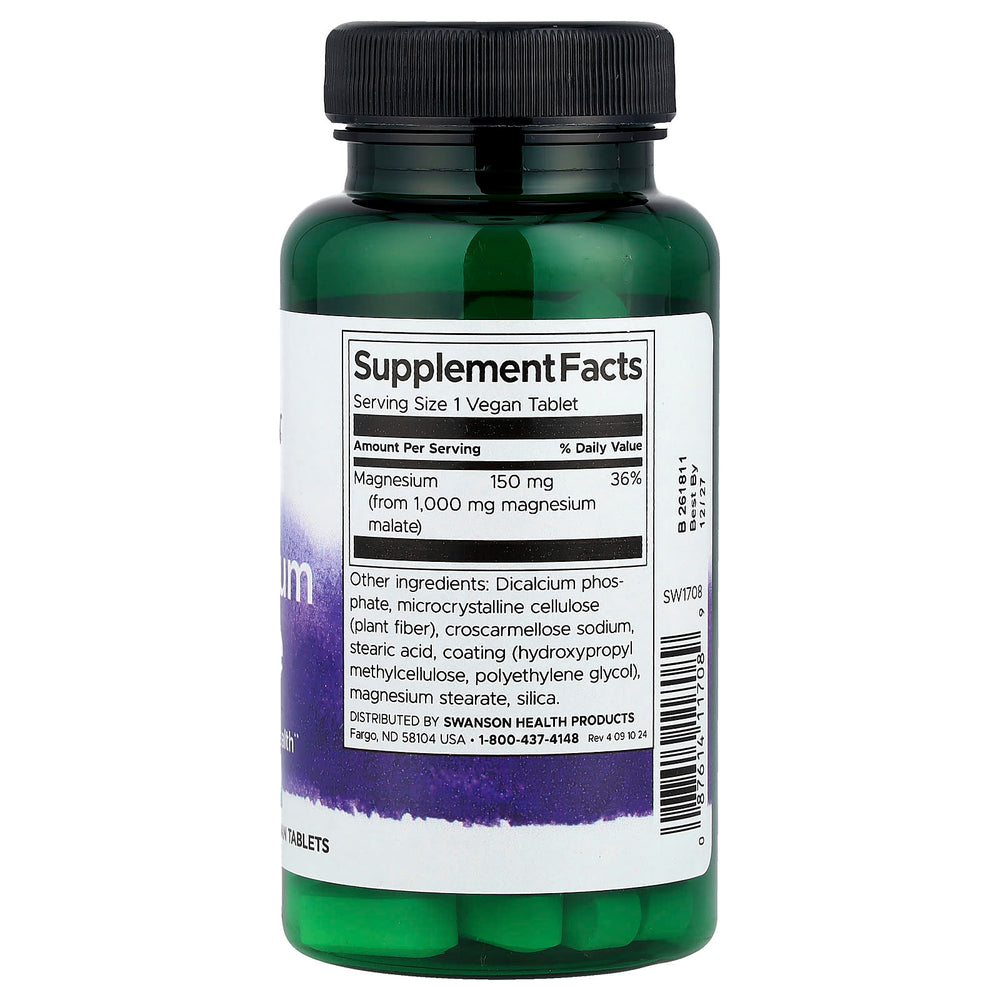Swanson Magnesium Malate ingredienser etikett