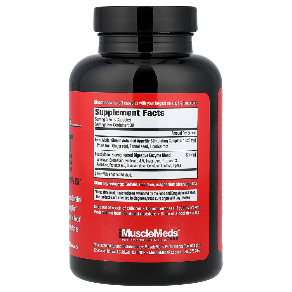 MuscleMeds Feast Mode baksida näringsinformation