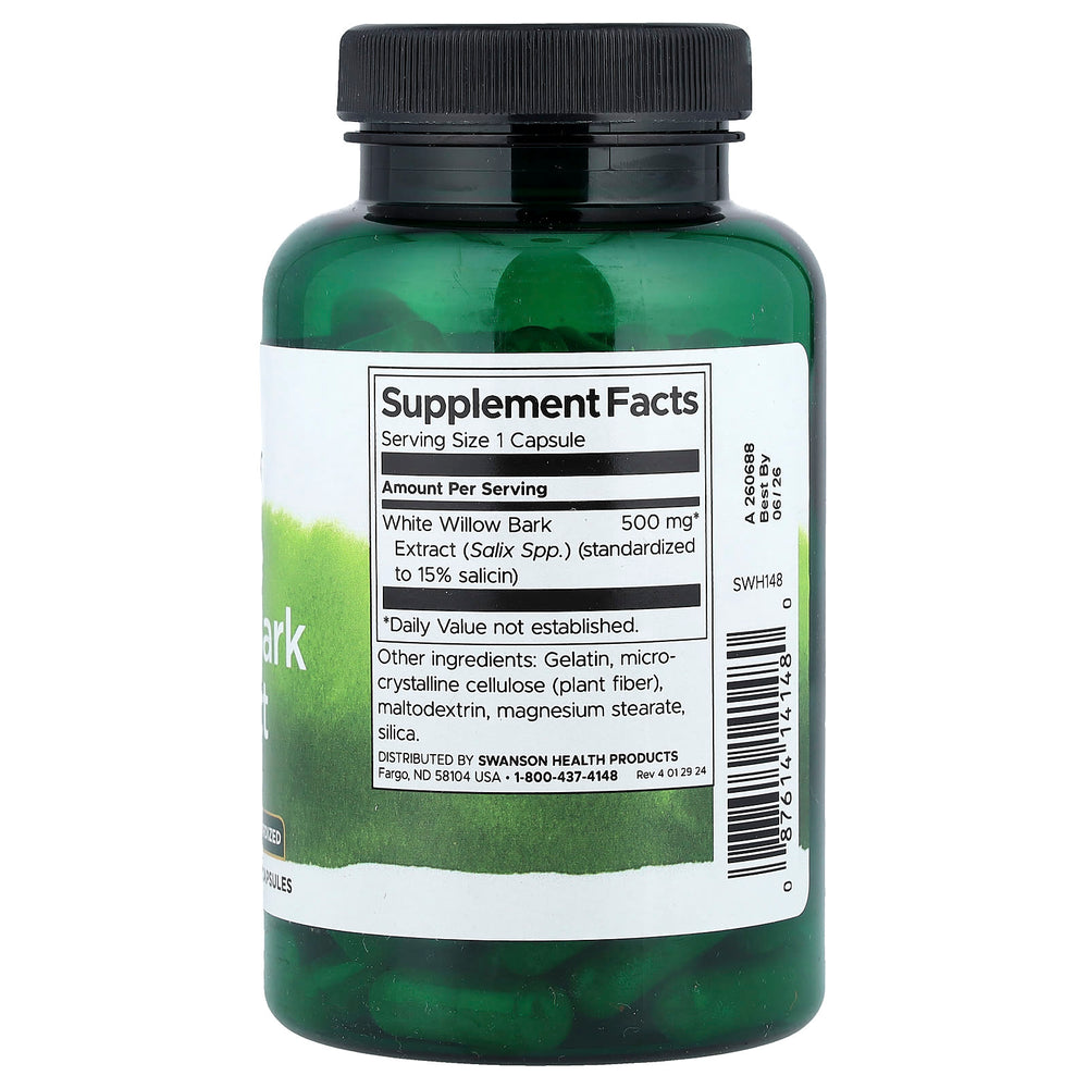 White Willow Bark Extract baksida näringsfakta