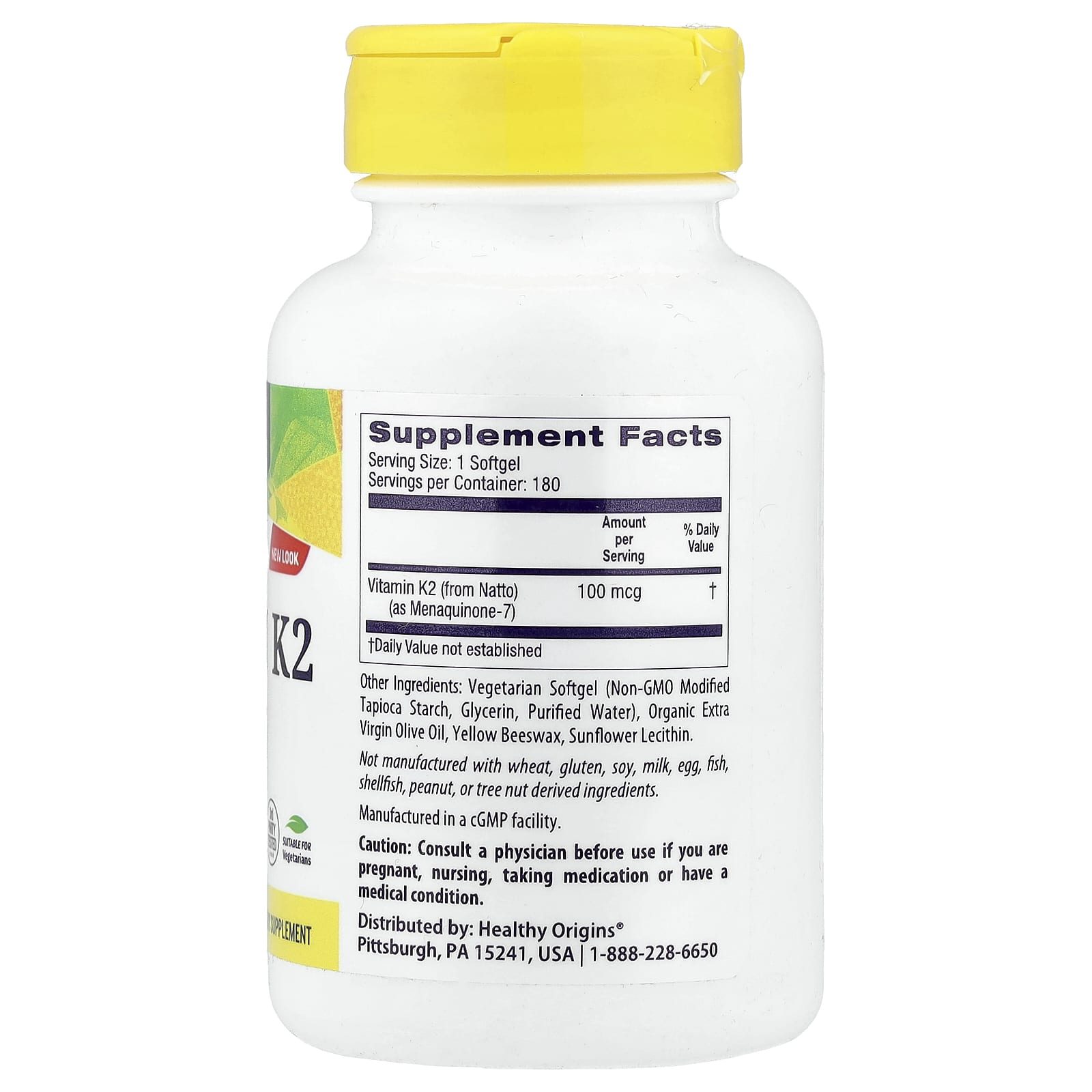 Vitamin K2 MK7 ingredienser etikett