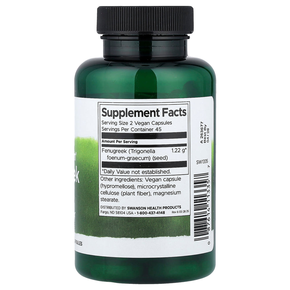 Swanson Fenugreek Seed ingredienser etikett