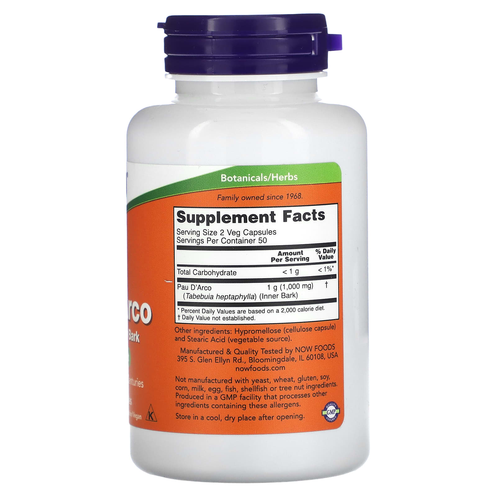 NOW Foods Pau D'Arco produktdetalj kapsel