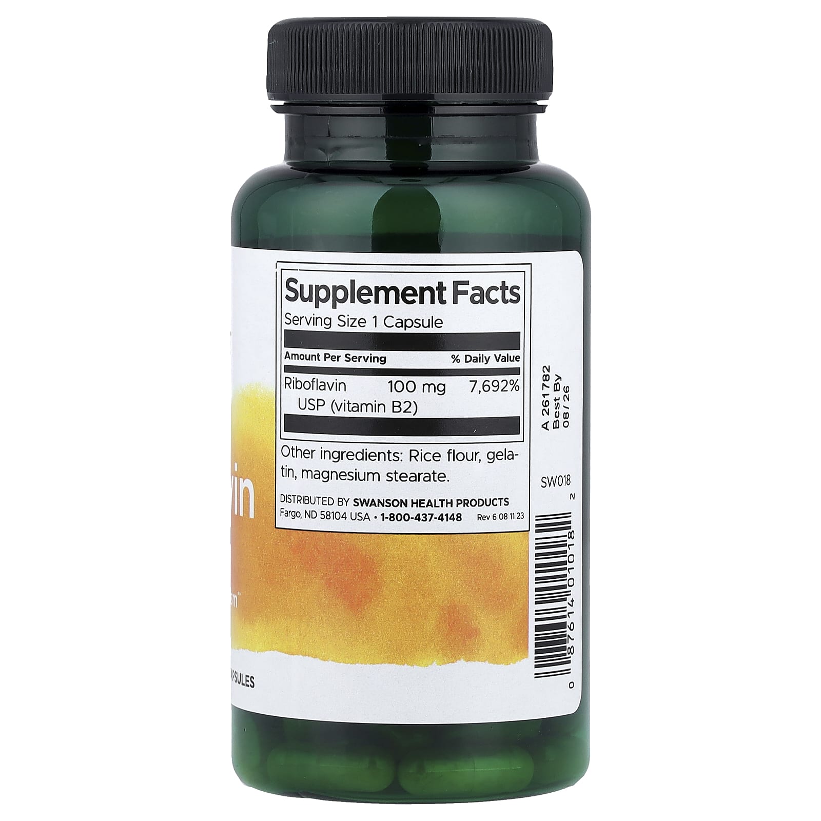 Swanson Riboflavin Vitamin B-2 näringsfakta