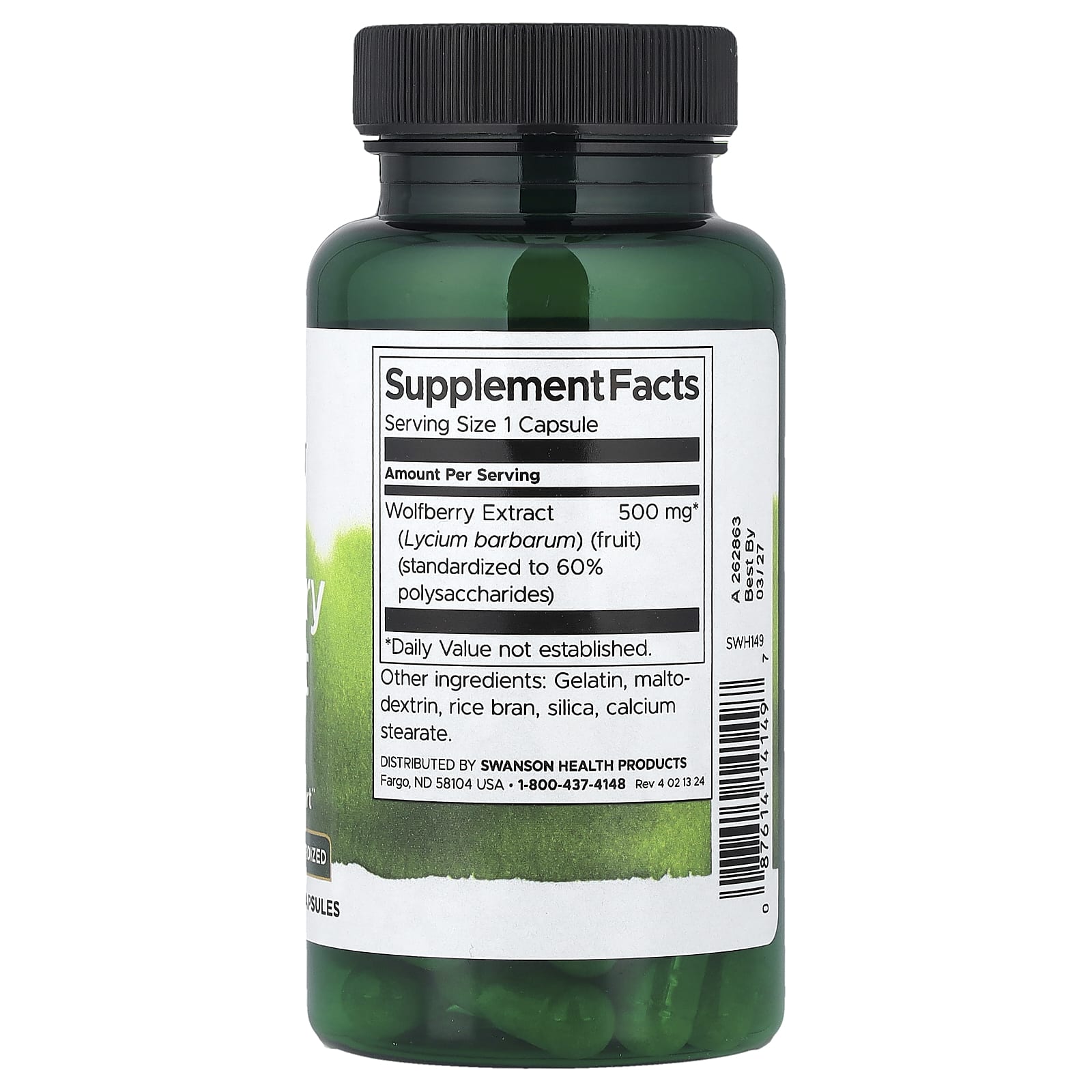 Swanson Goji Extract baksida näringsfakta