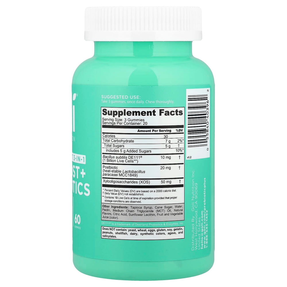 Goli Nutrition Pre+Post+Probiotics näringsfakta etikett