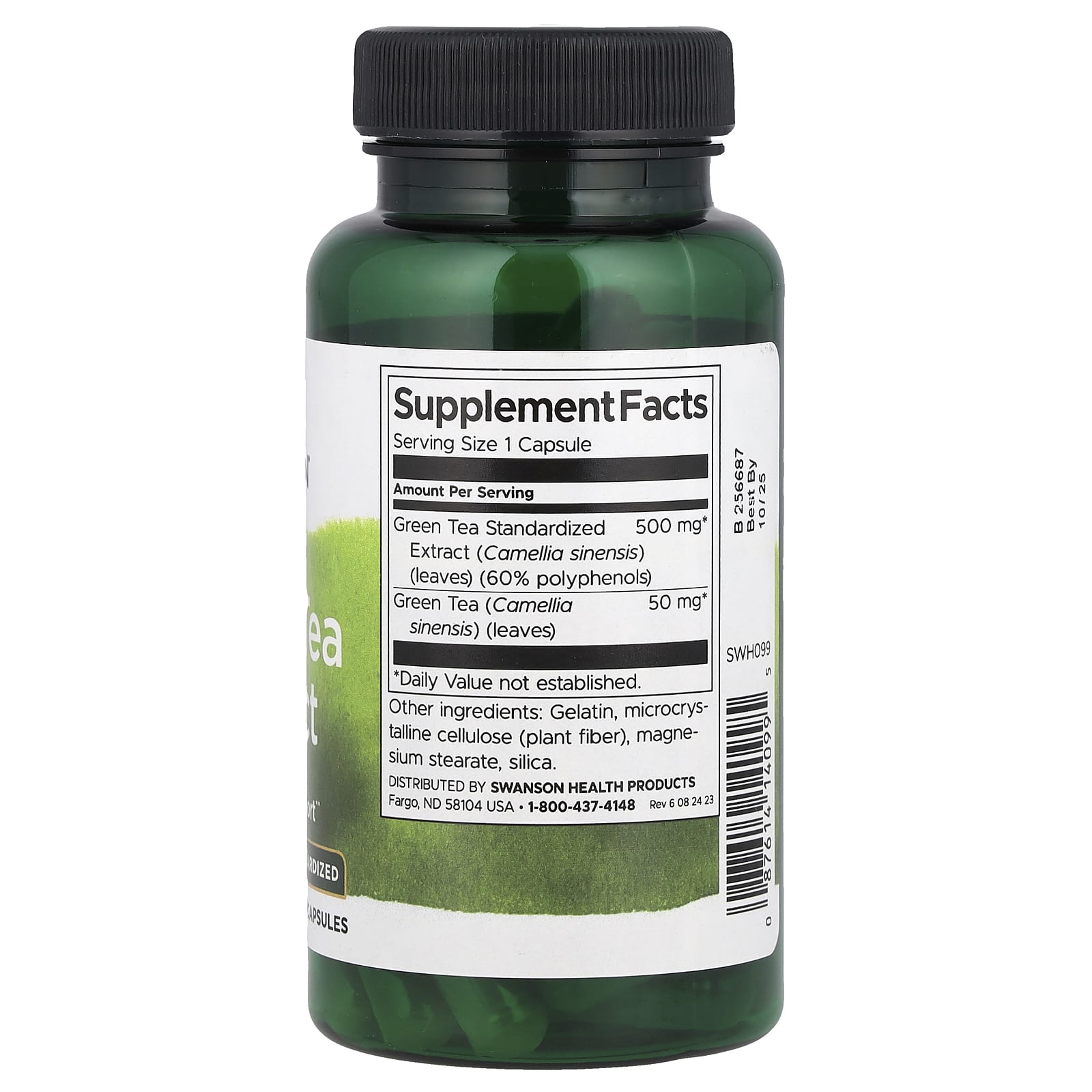 Swanson Green Tea Extract baksida näringsfakta