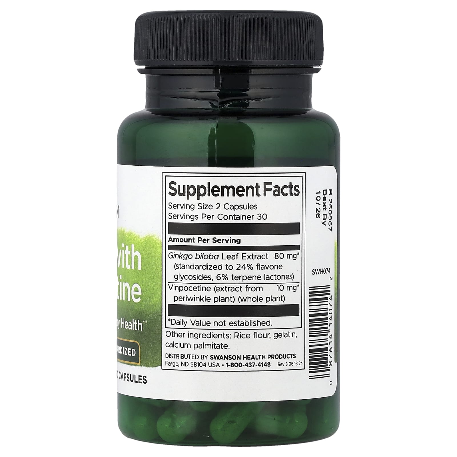 Ginkgo with Vinpocetine näringsfakta och ingredienser