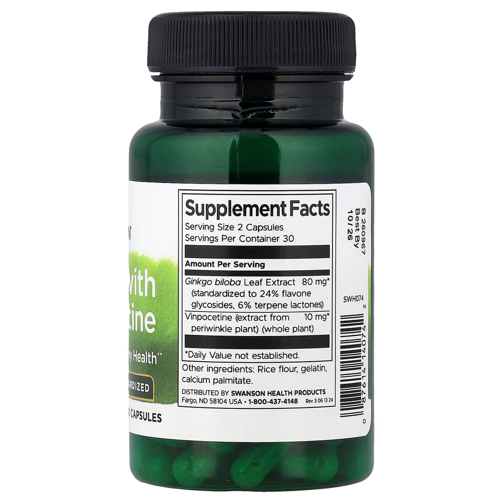 Ginkgo with Vinpocetine näringsfakta och ingredienser