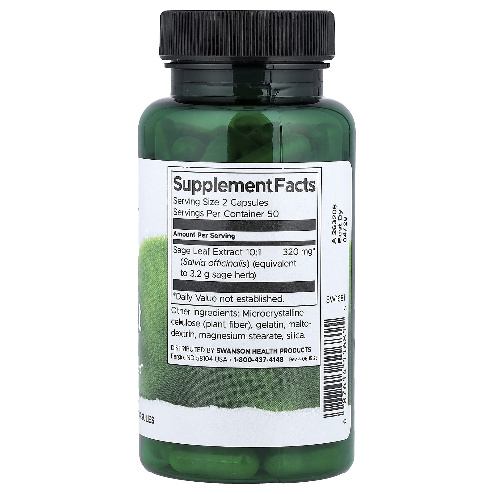 Salviaextrakt 10:1 – 320 mg per kapsel baksida