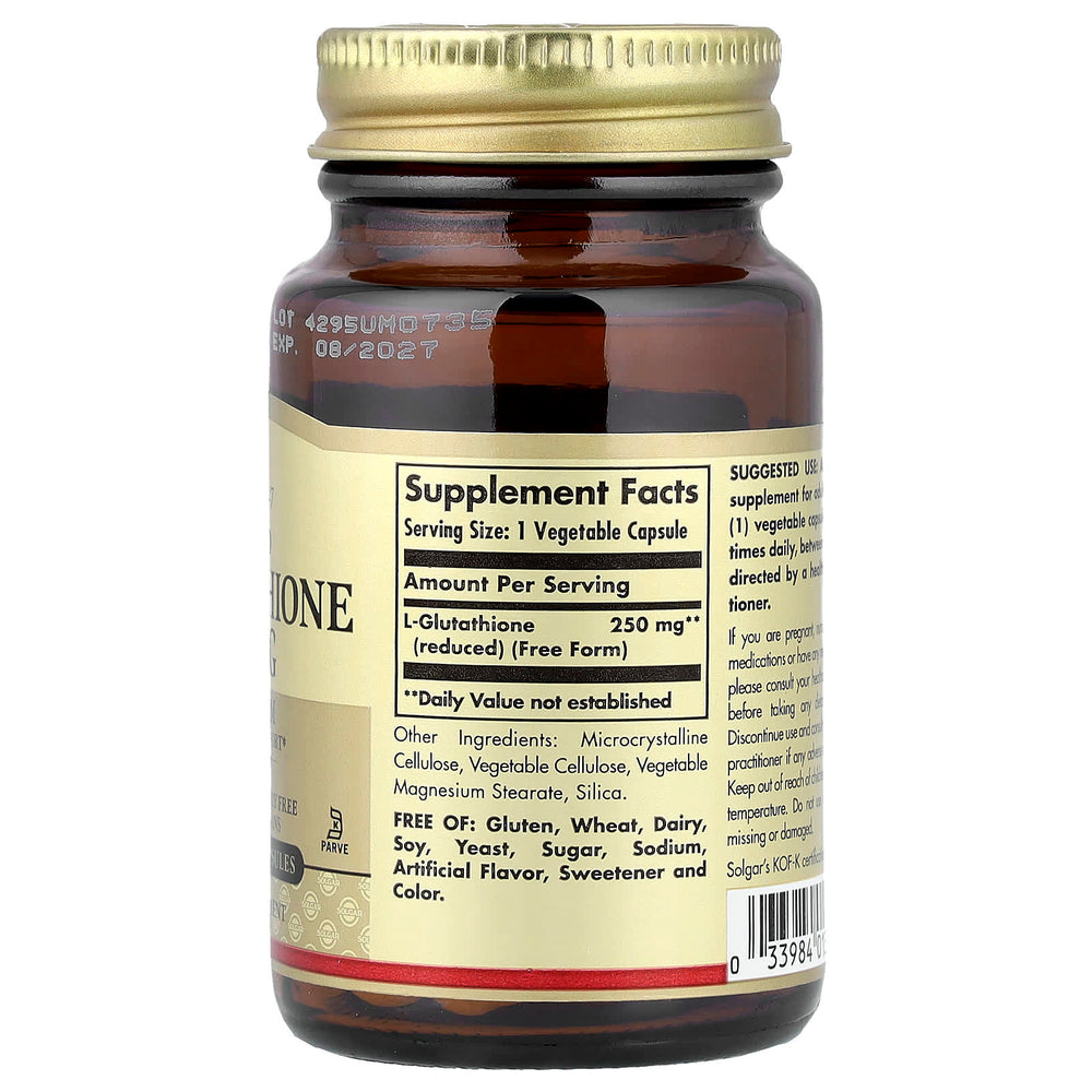 Solgar Reduced L-Glutathione ingredienser