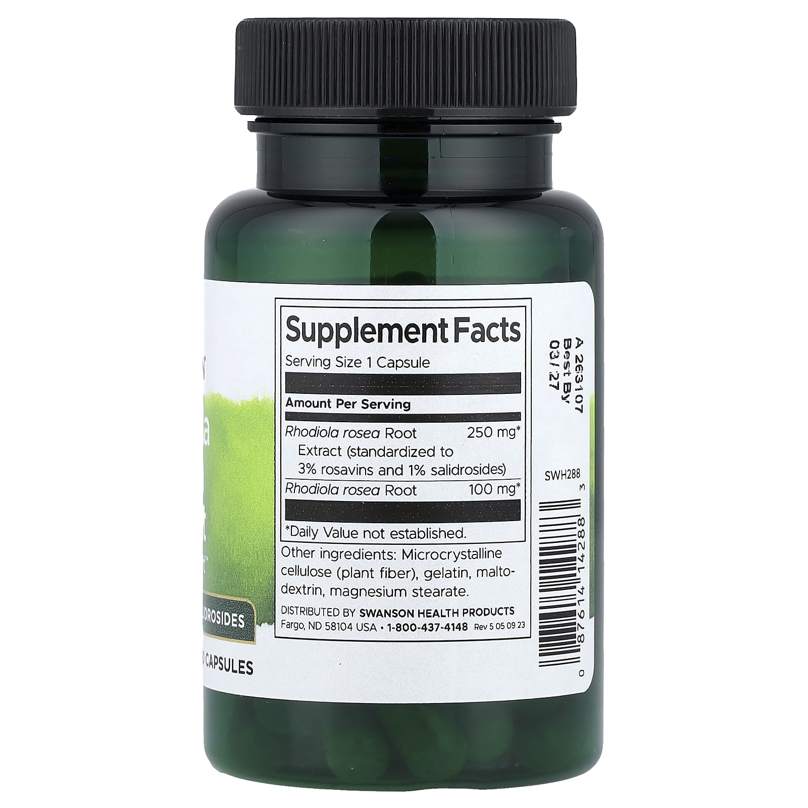 Swanson - Rhodiola Rosea Rod - 100 Kapsler