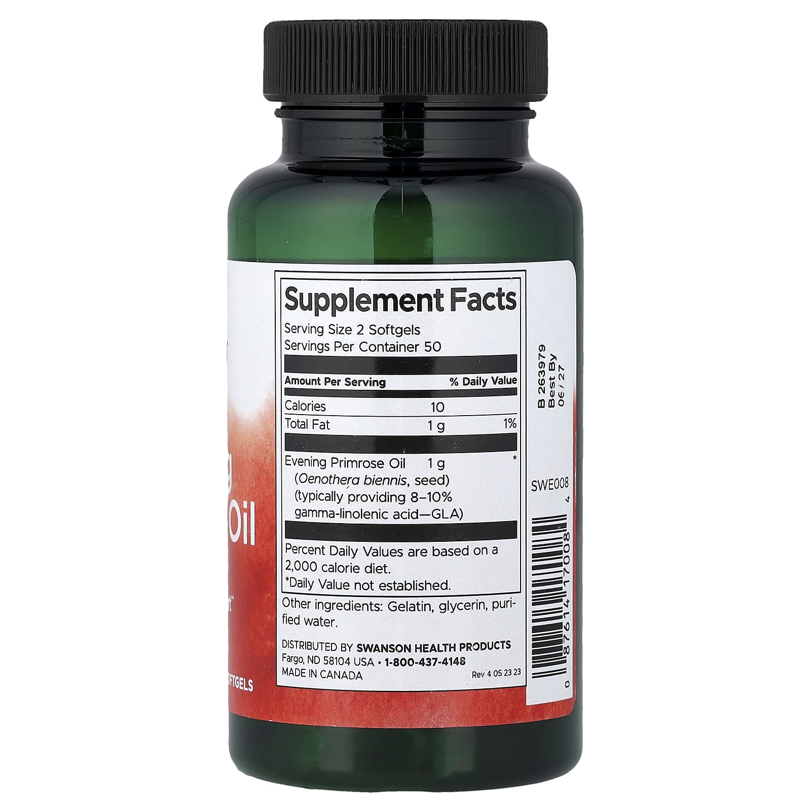 Swanson - Aftenprimulaolie, 500mg - 100 Kapsler
