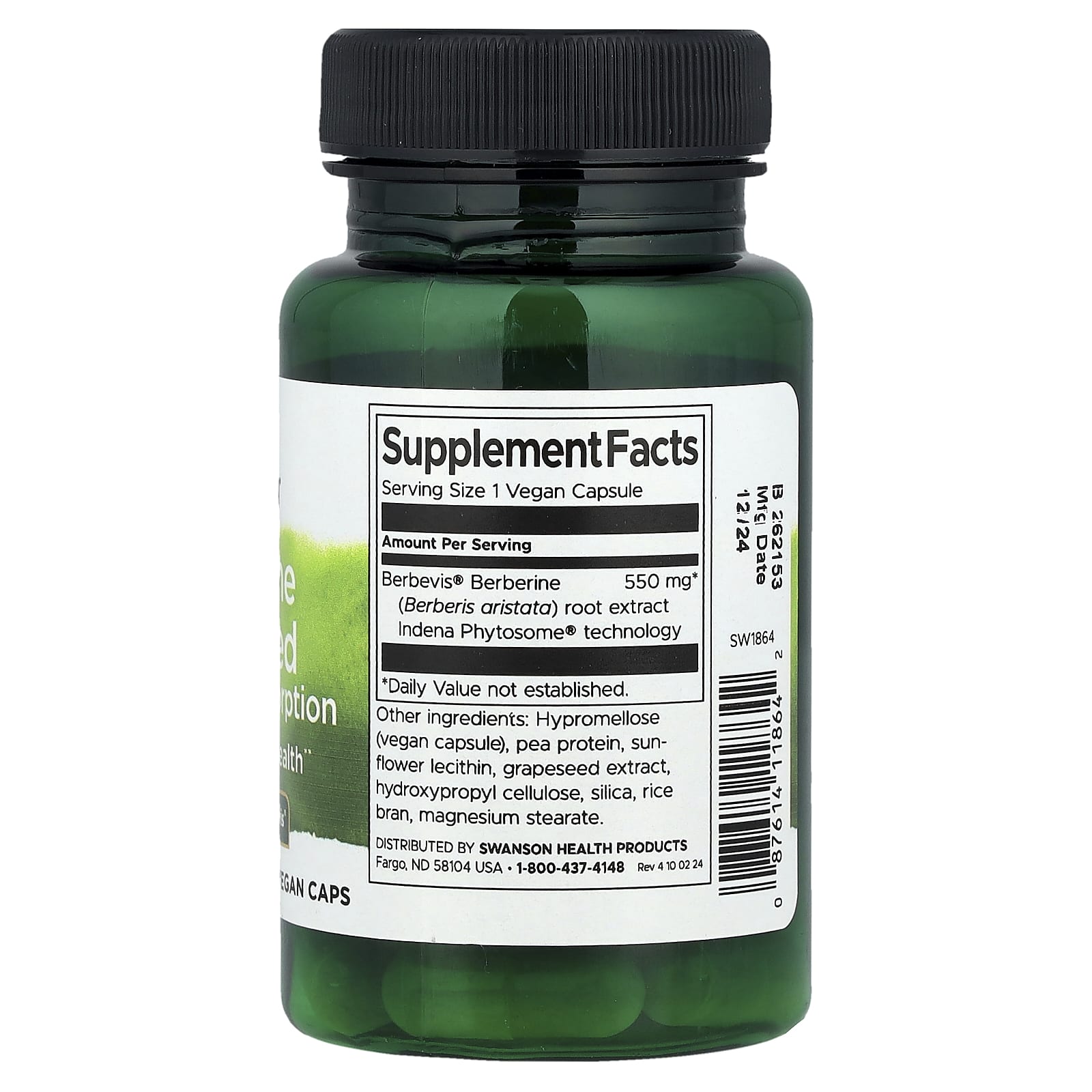 Swanson Berberine Advanced ingredienser etikett