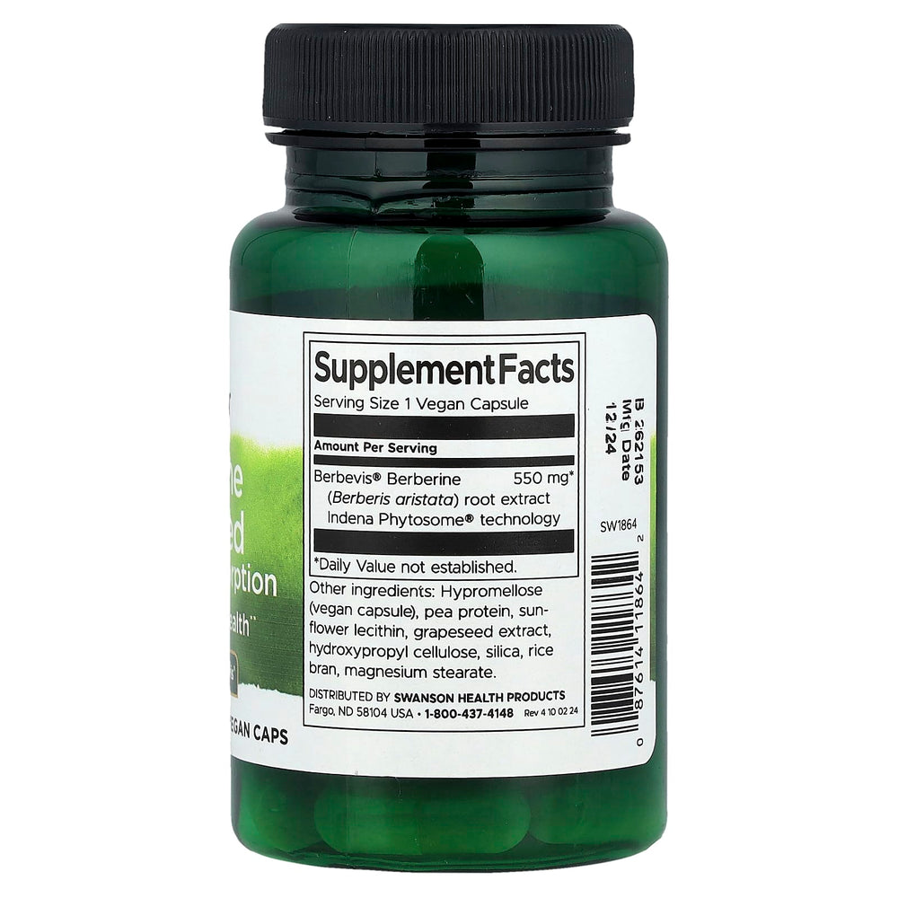 Swanson Berberine Advanced ingredienser etikett