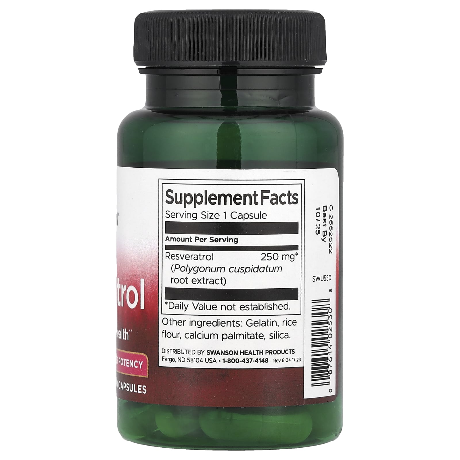 Swanson Resveratrol etikett dosering