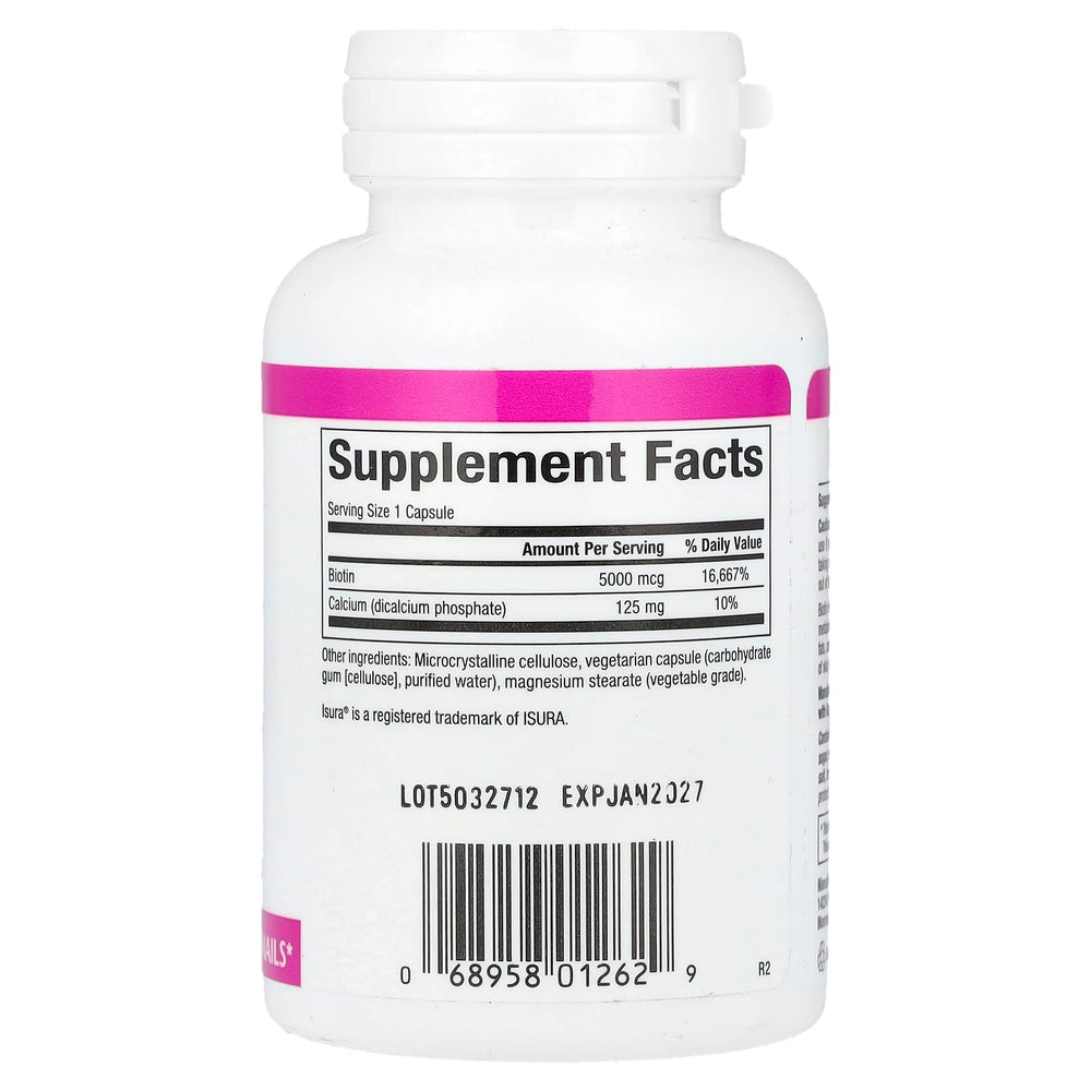 Biotin 5000 mcg näringsfakta etikett