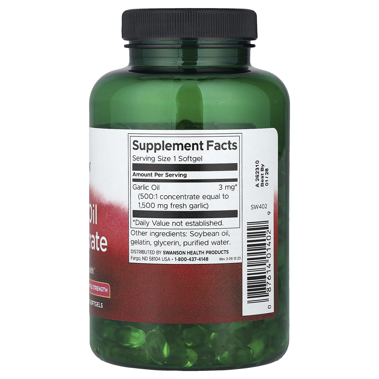 Swanson Garlic Oil Concentrate ingredienser