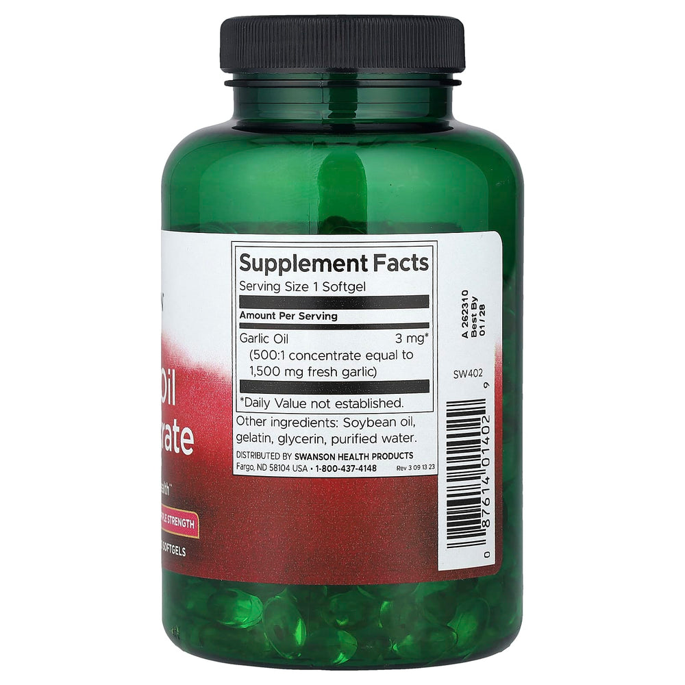 Swanson Garlic Oil Concentrate ingredienser