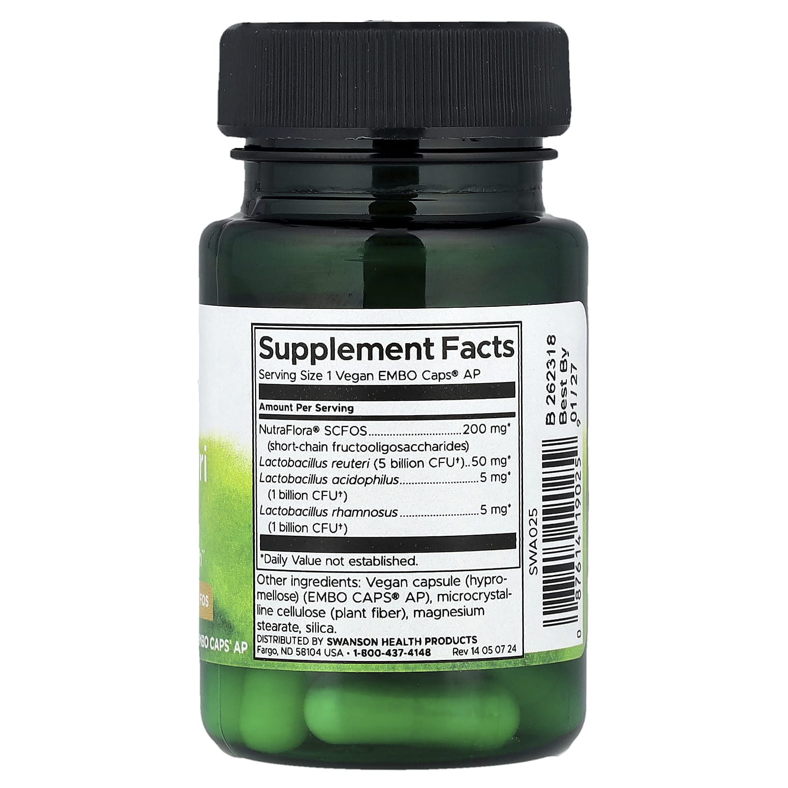 Swanson L. Reuteri Plus ingredienser-etikett