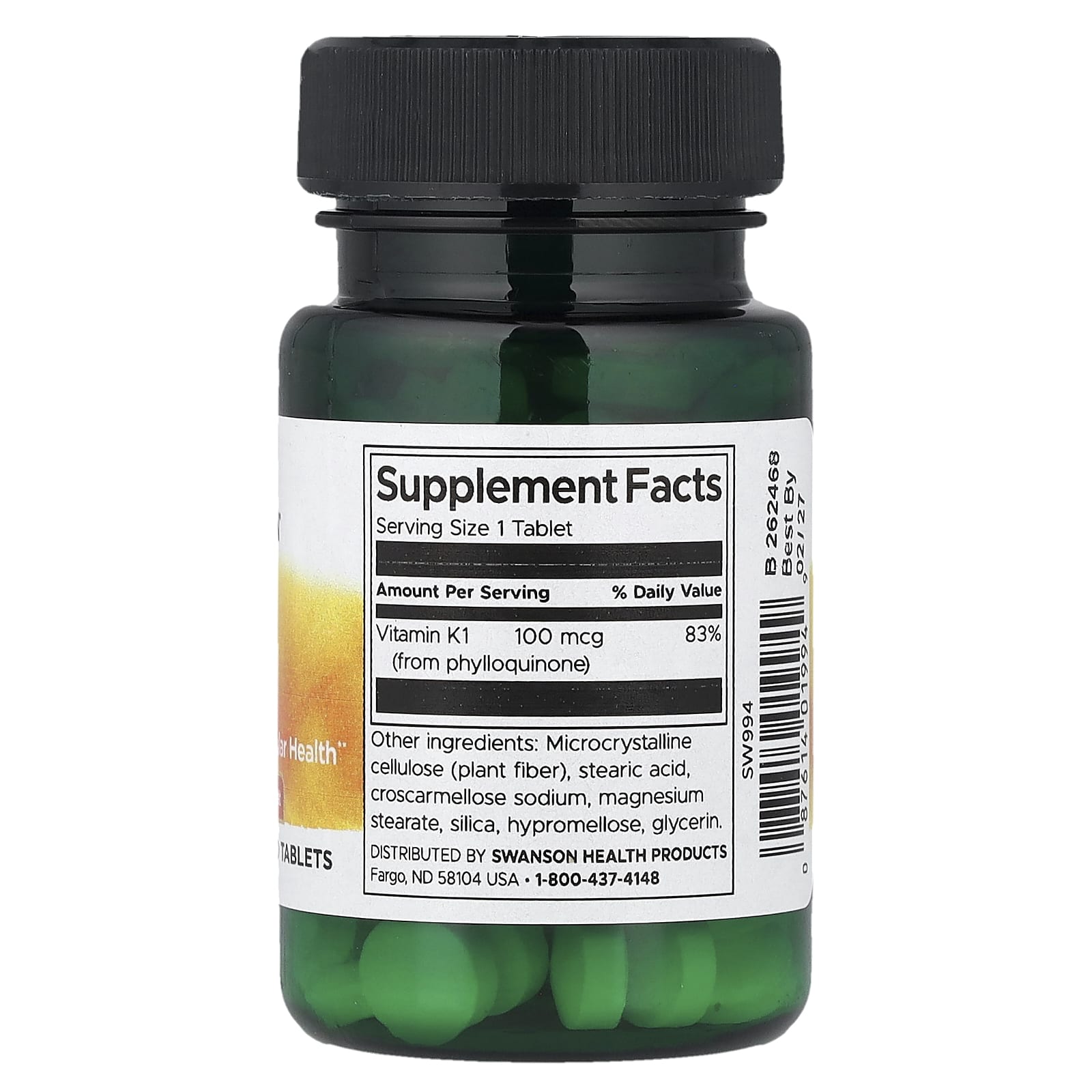 Vitamin K1 – 100 mcg baksida med näringsfakta