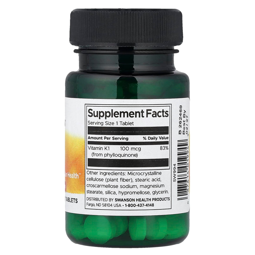 Vitamin K1 – 100 mcg baksida med näringsfakta